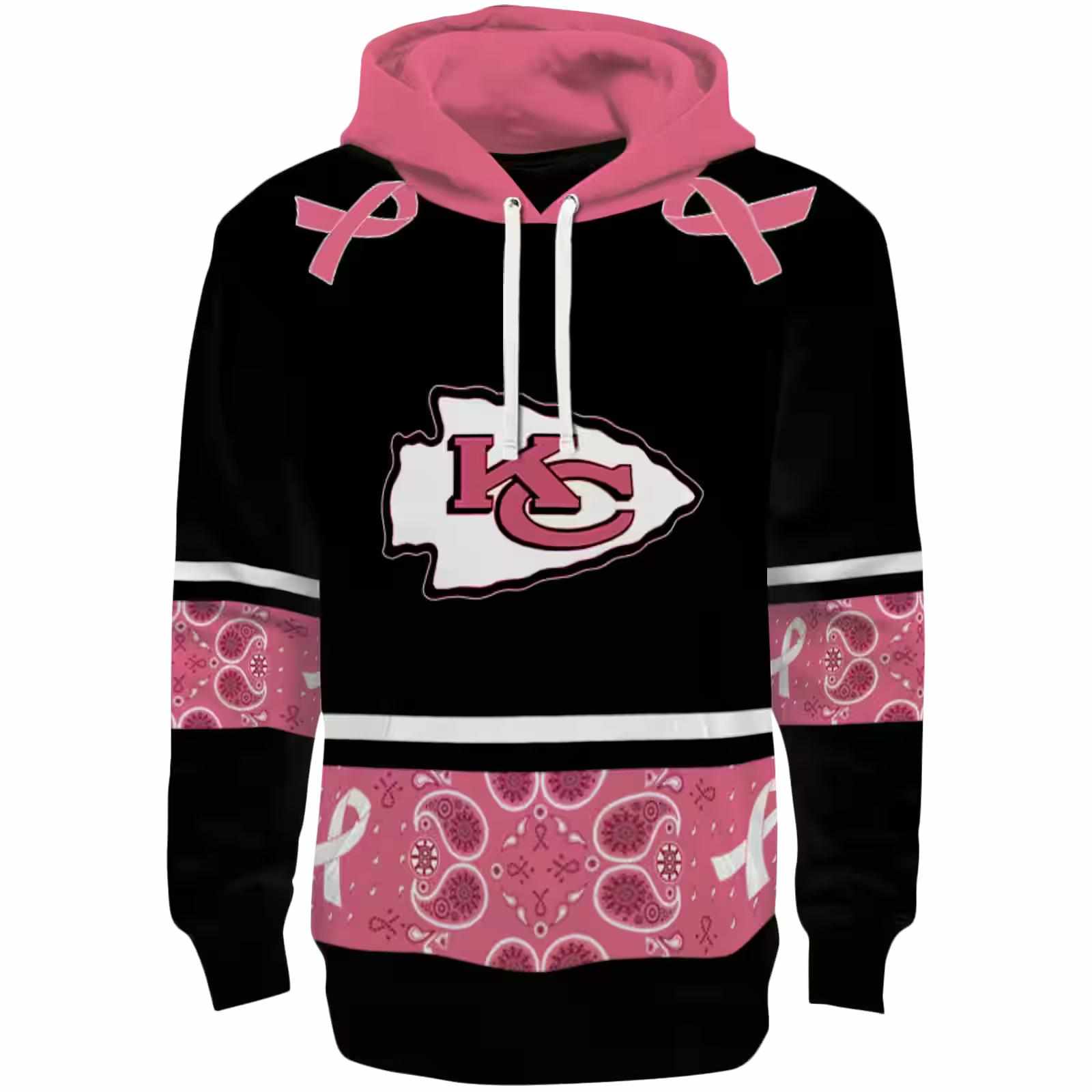 Kansas City Chiefs Awareness Ribbon Black Pink Hoodie