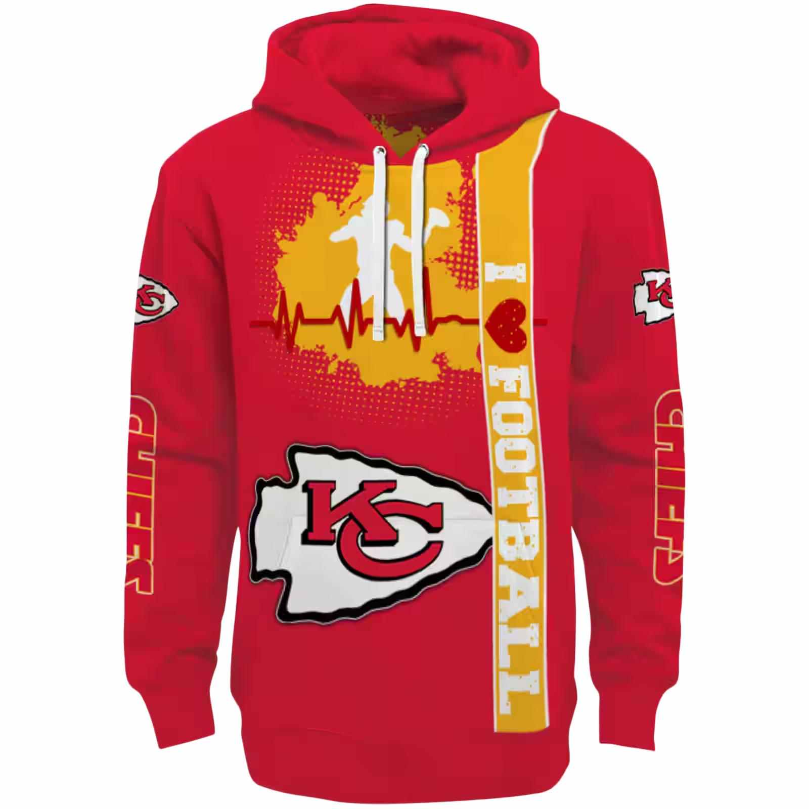 Kansas City Chiefs Football Heartbeat Red Hoodie