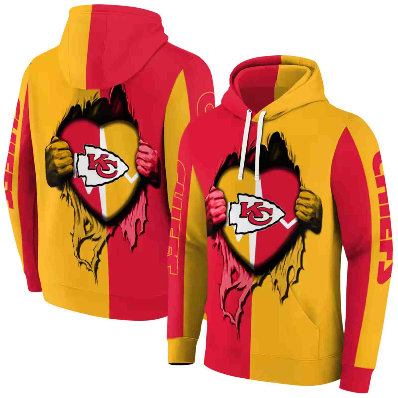 kansas city chiefs heartbeat graphic red hoodie fashion forward