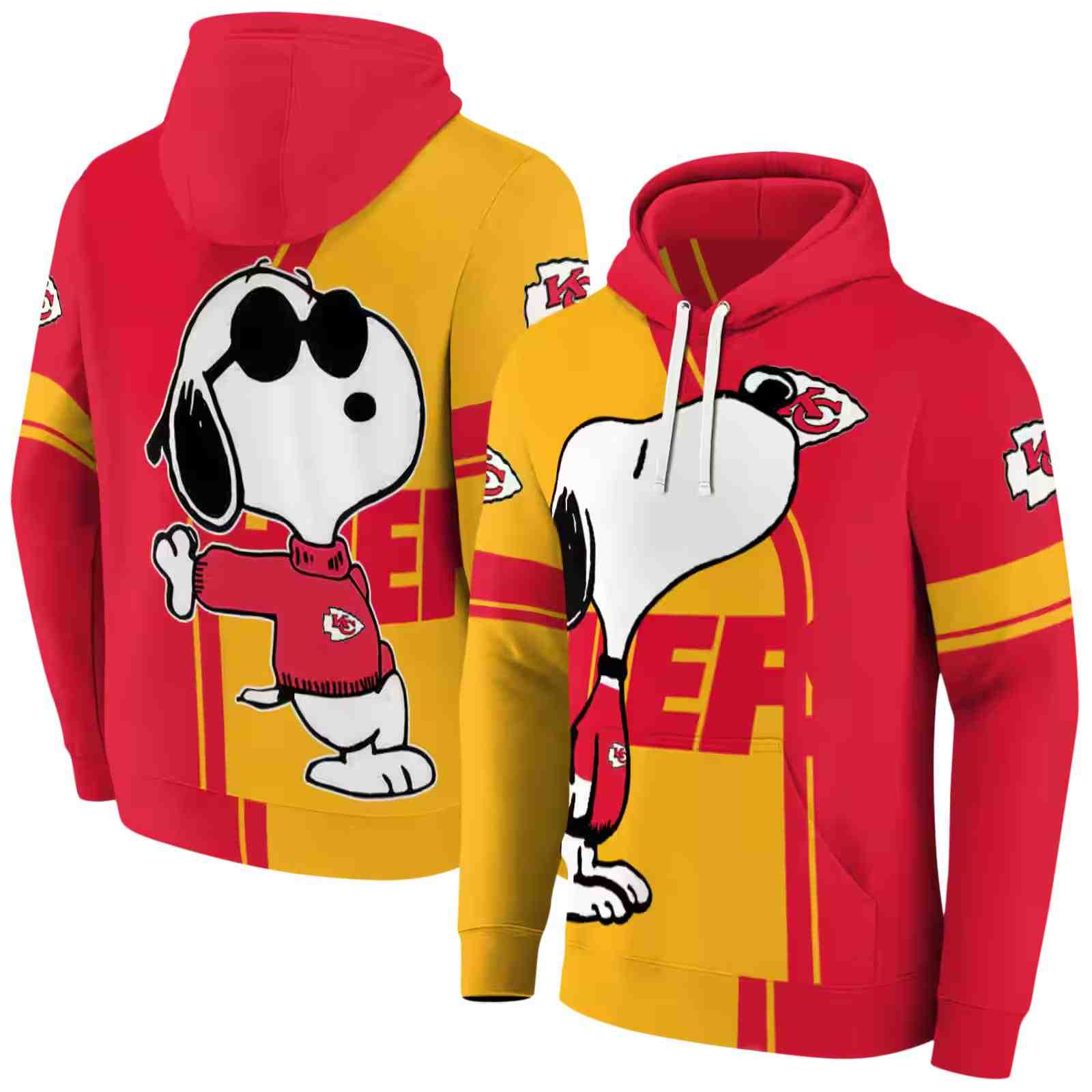 kansas city chiefs playful snoopy red hoodie fashion forward