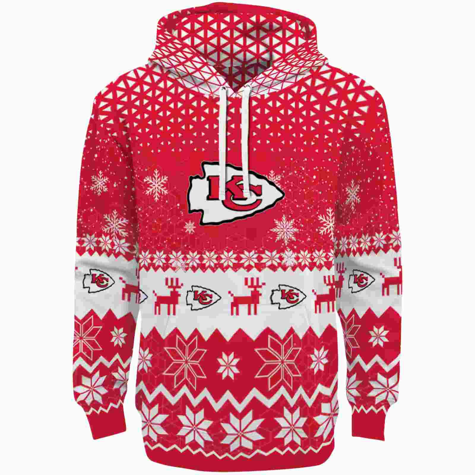 Kansas City Chiefs Reindeer Motif Red Hoodie