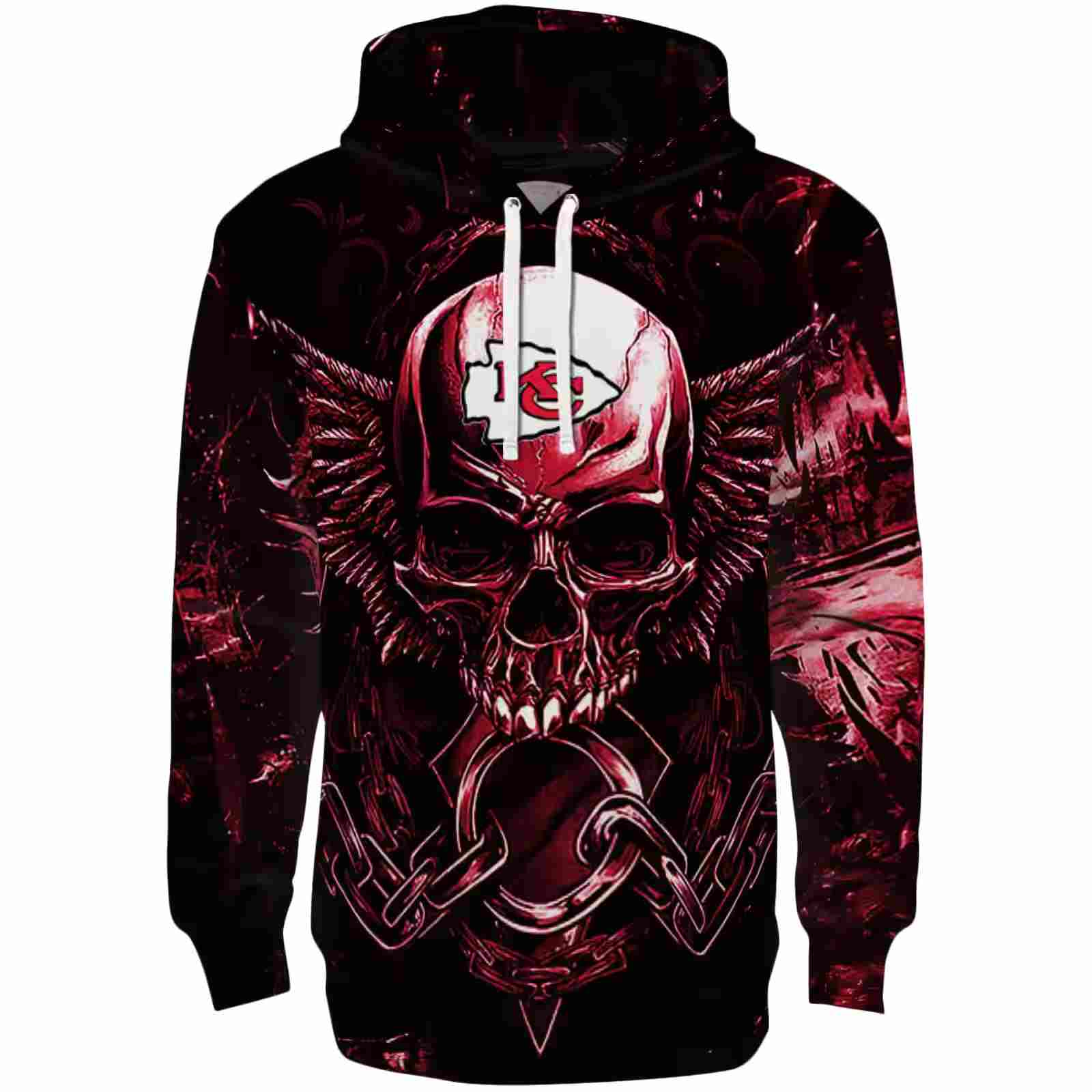 Kansas City Chiefs Skull Artwork Red Black Hoodie