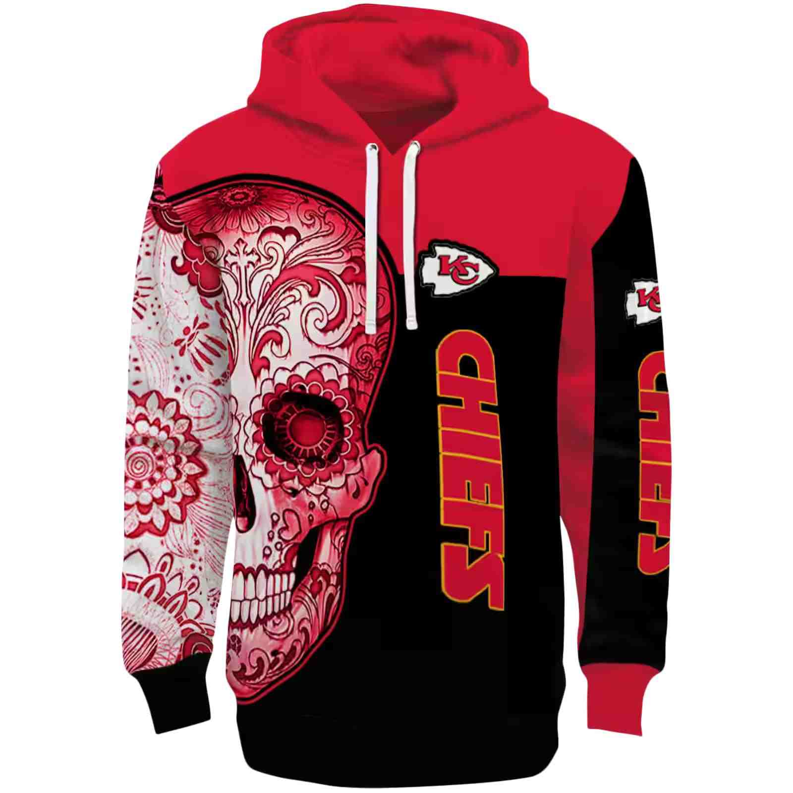 Kansas City Chiefs Sugar Skull Red Black Hoodie