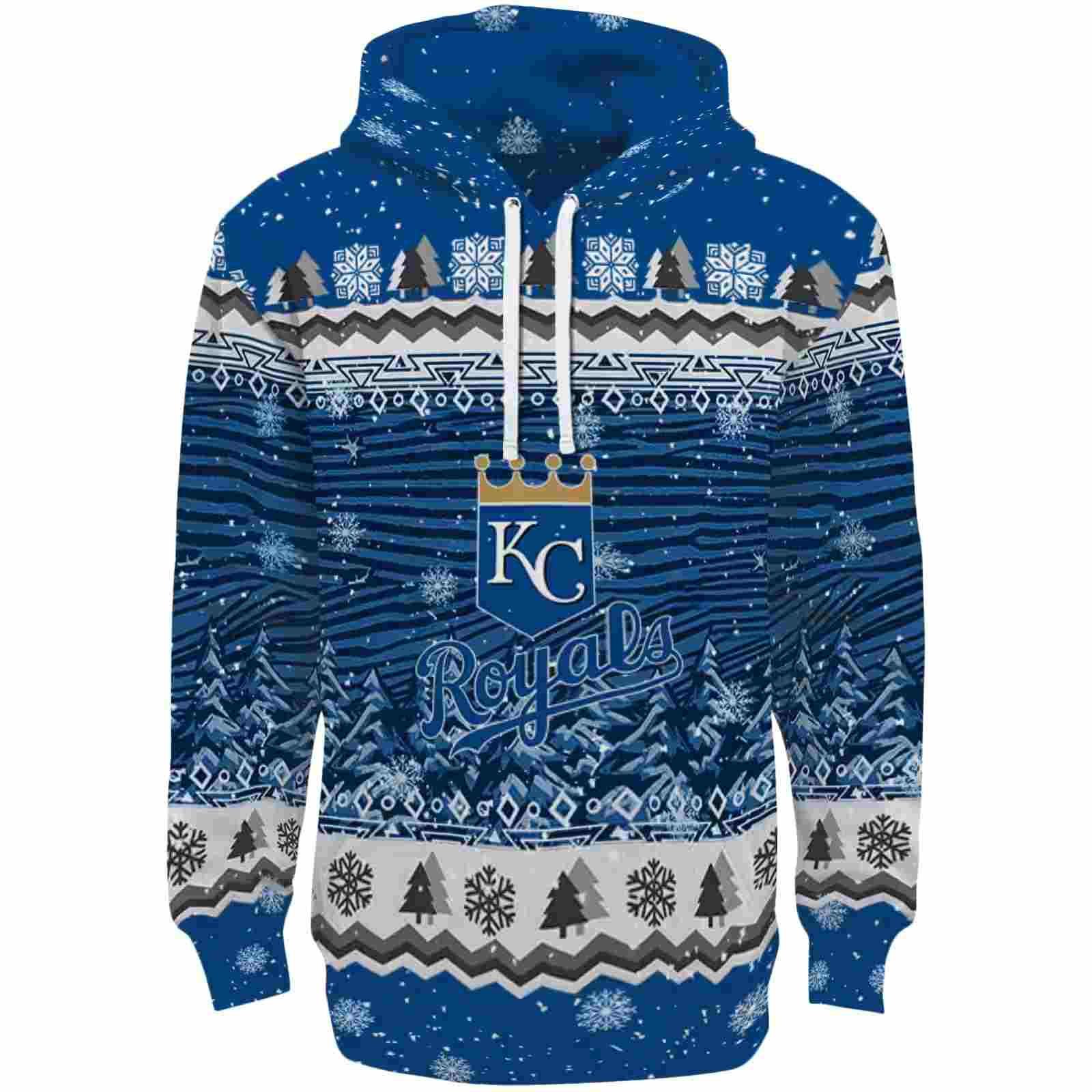 Kansas City Royals Christmas Trees Royal Blue Hoodie