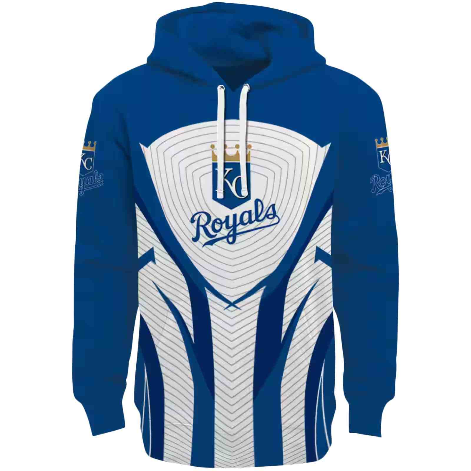 Kansas City Royals Concentric Lines Royal Blue Black Hoodie