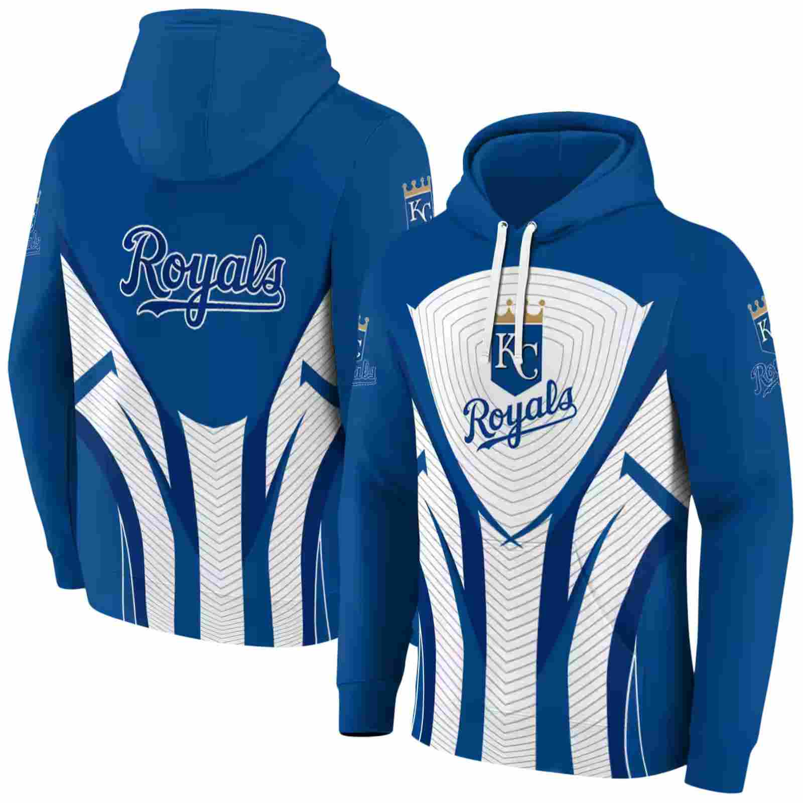 kansas city royals concentric lines royal blue black hoodie fashion forward