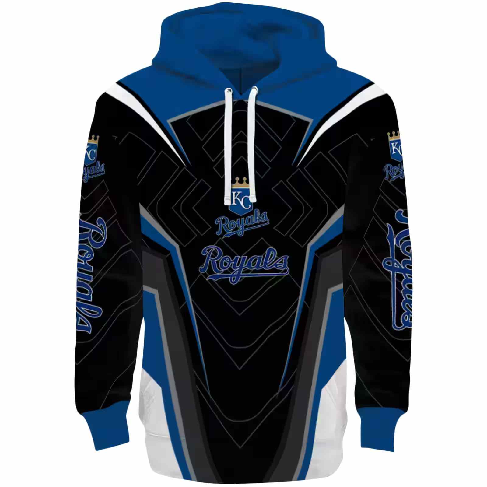 Kansas City Royals Futuristic Pattern Royal Blue Black Hoodie