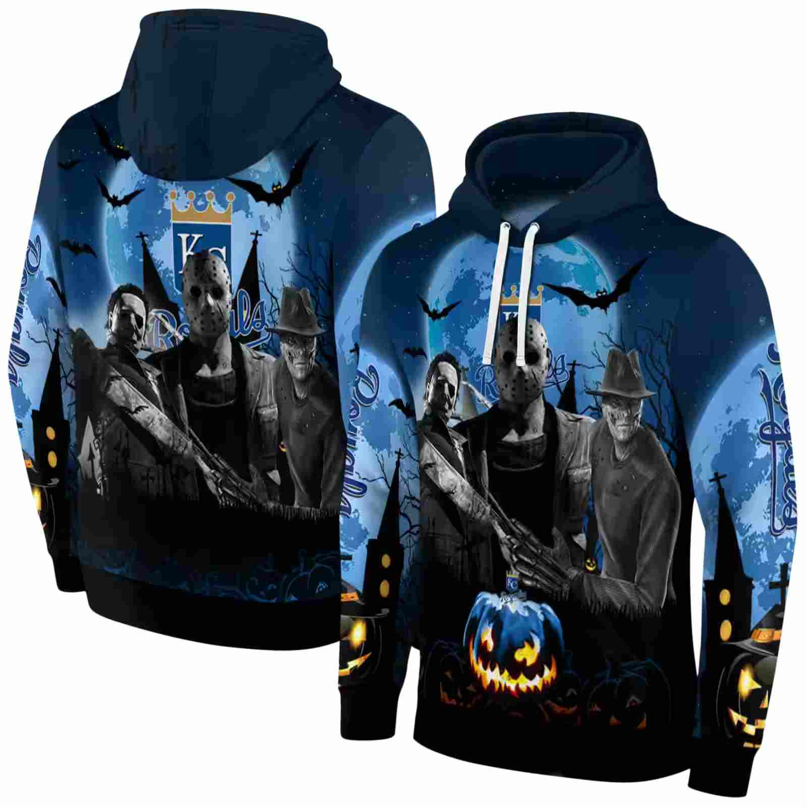 kansas city royals halloween vibes royal blue black hoodie fashion forward