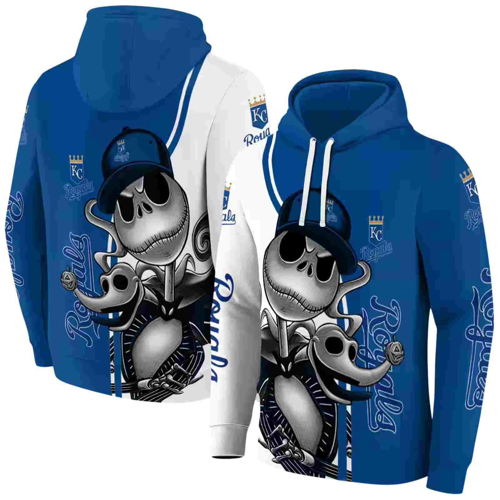 kansas city royals jack skellington royal blue hoodie fashion forward