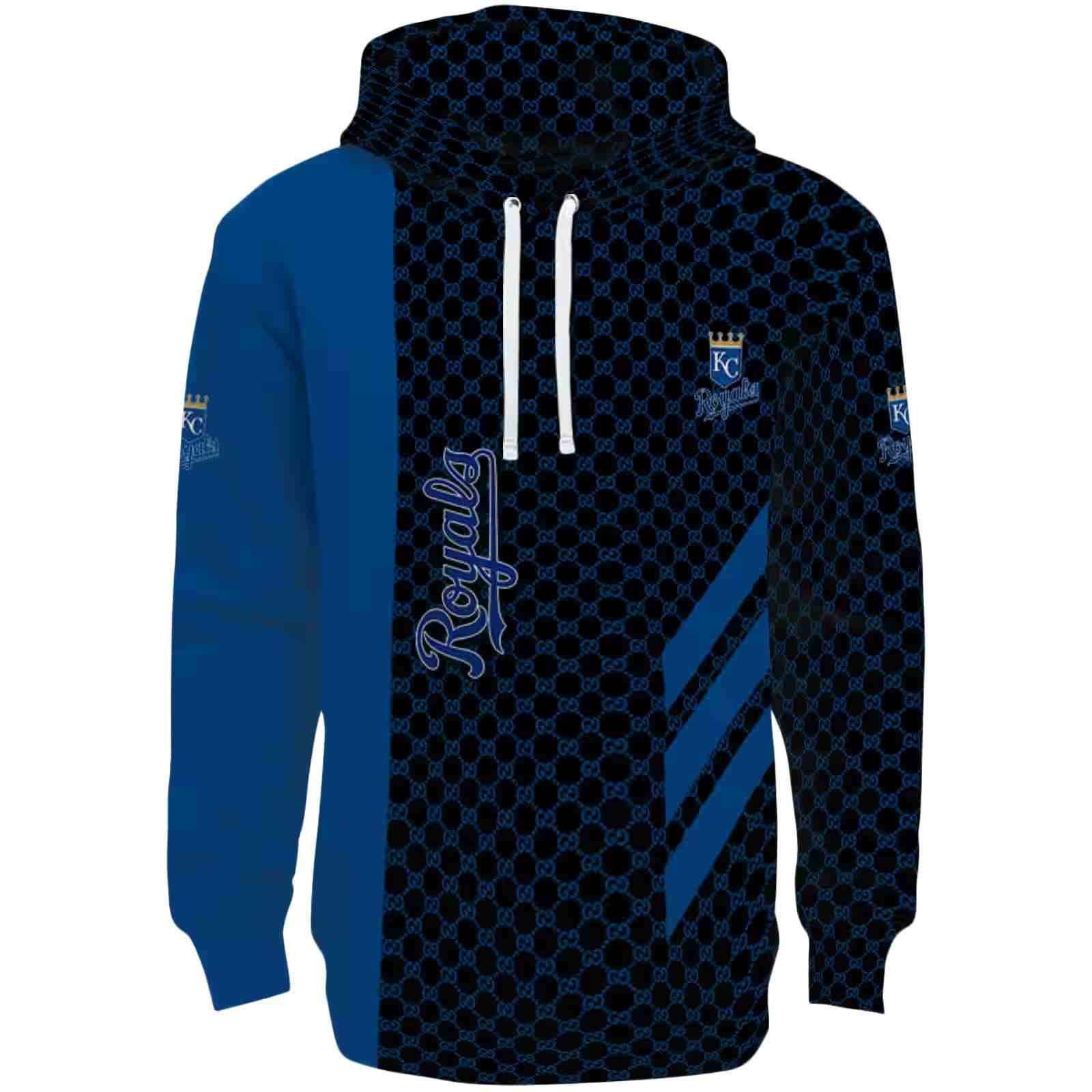 Kansas City Royals Monogram Pattern Royal Blue Hoodie