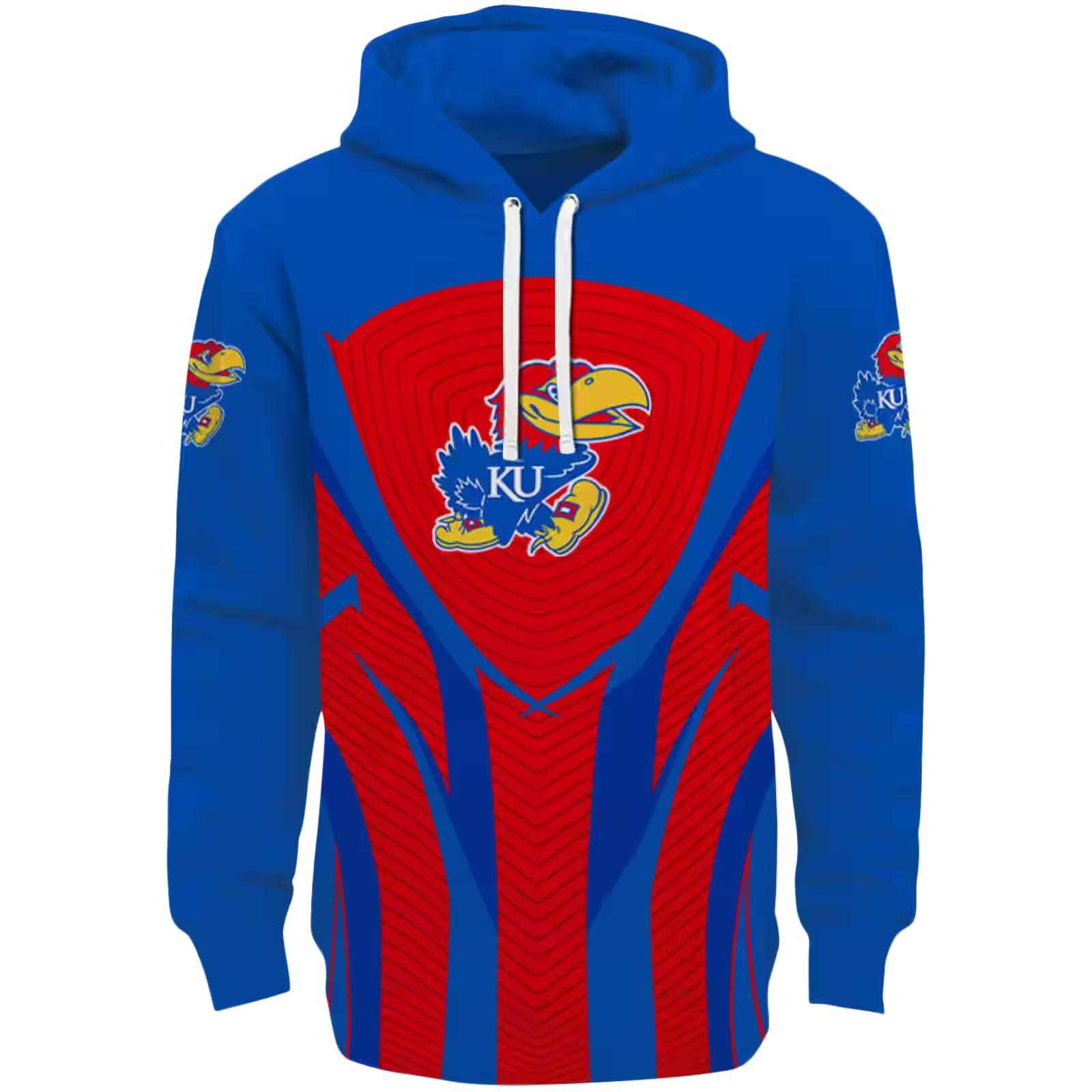 Kansas Jayhawks Concentric Lines Blue Black Hoodie