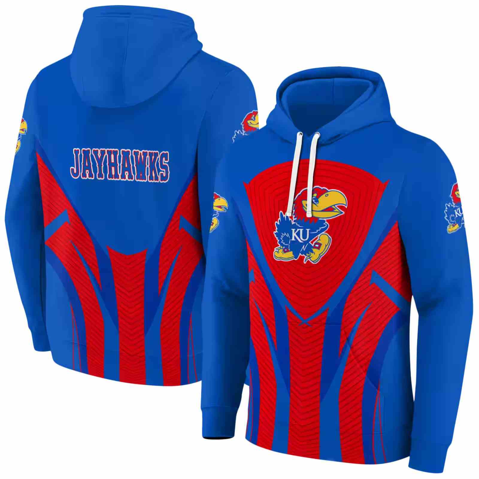 kansas jayhawks concentric lines blue black hoodie fashion forward