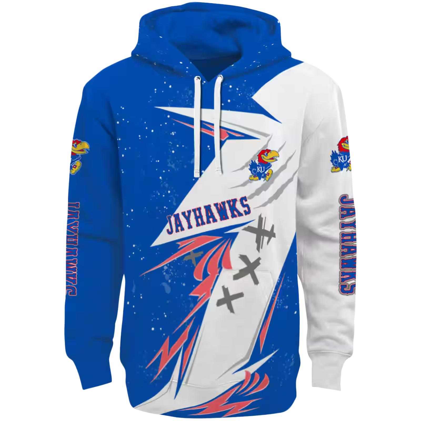 Kansas Jayhawks Dynamic Slash Blue White Hoodie