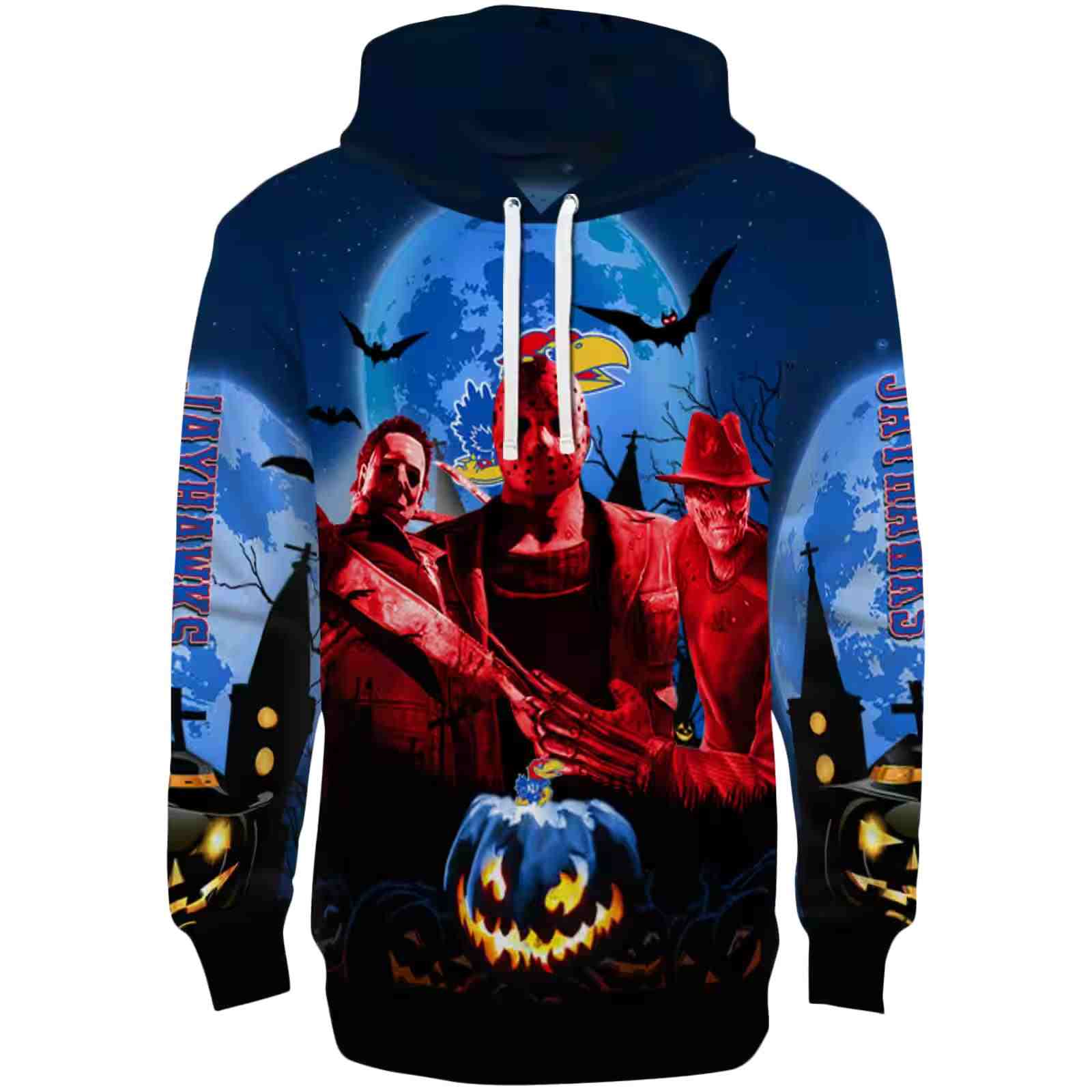 Kansas Jayhawks Halloween Vibes Blue Black Hoodie