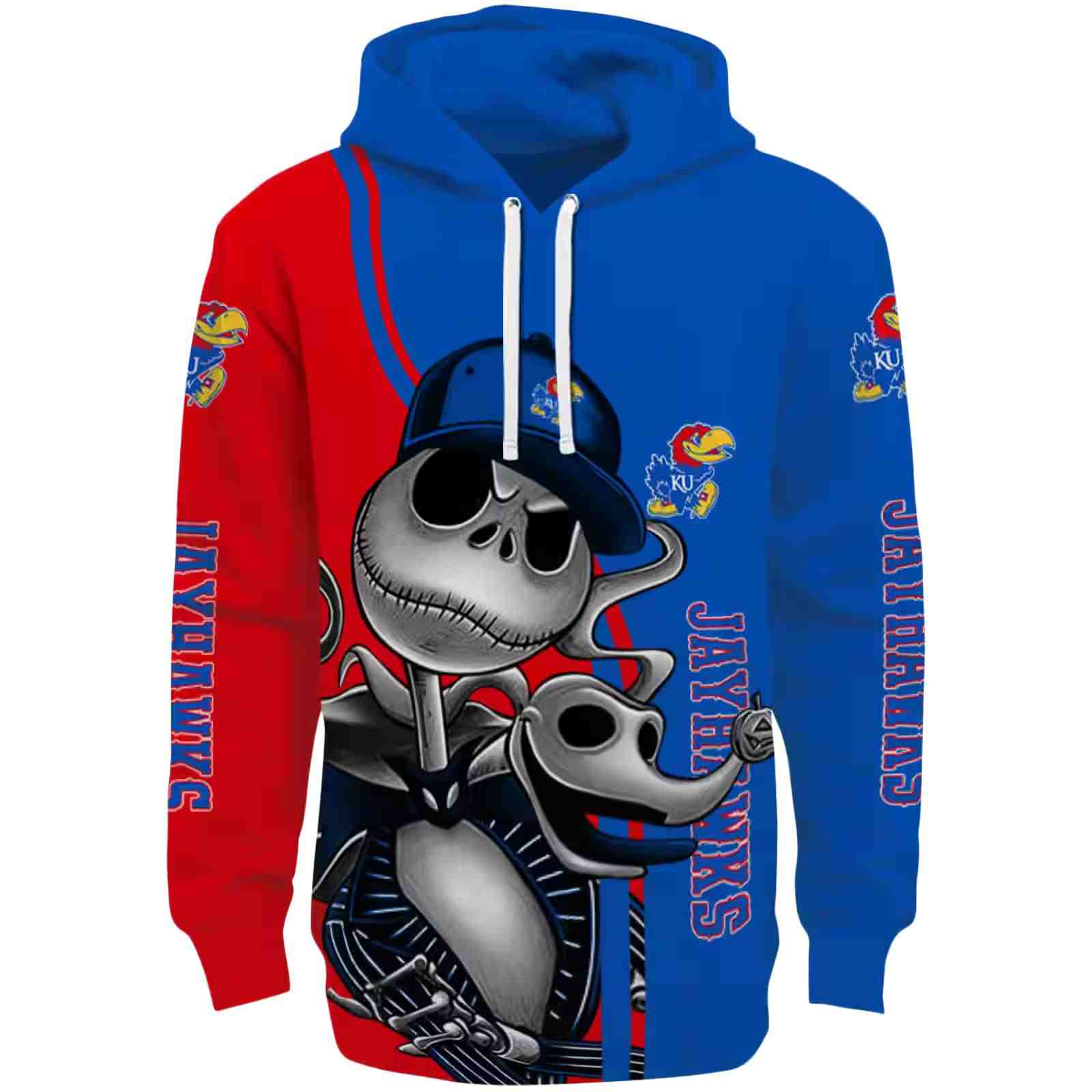 Kansas Jayhawks Jack Skellington Blue Hoodie