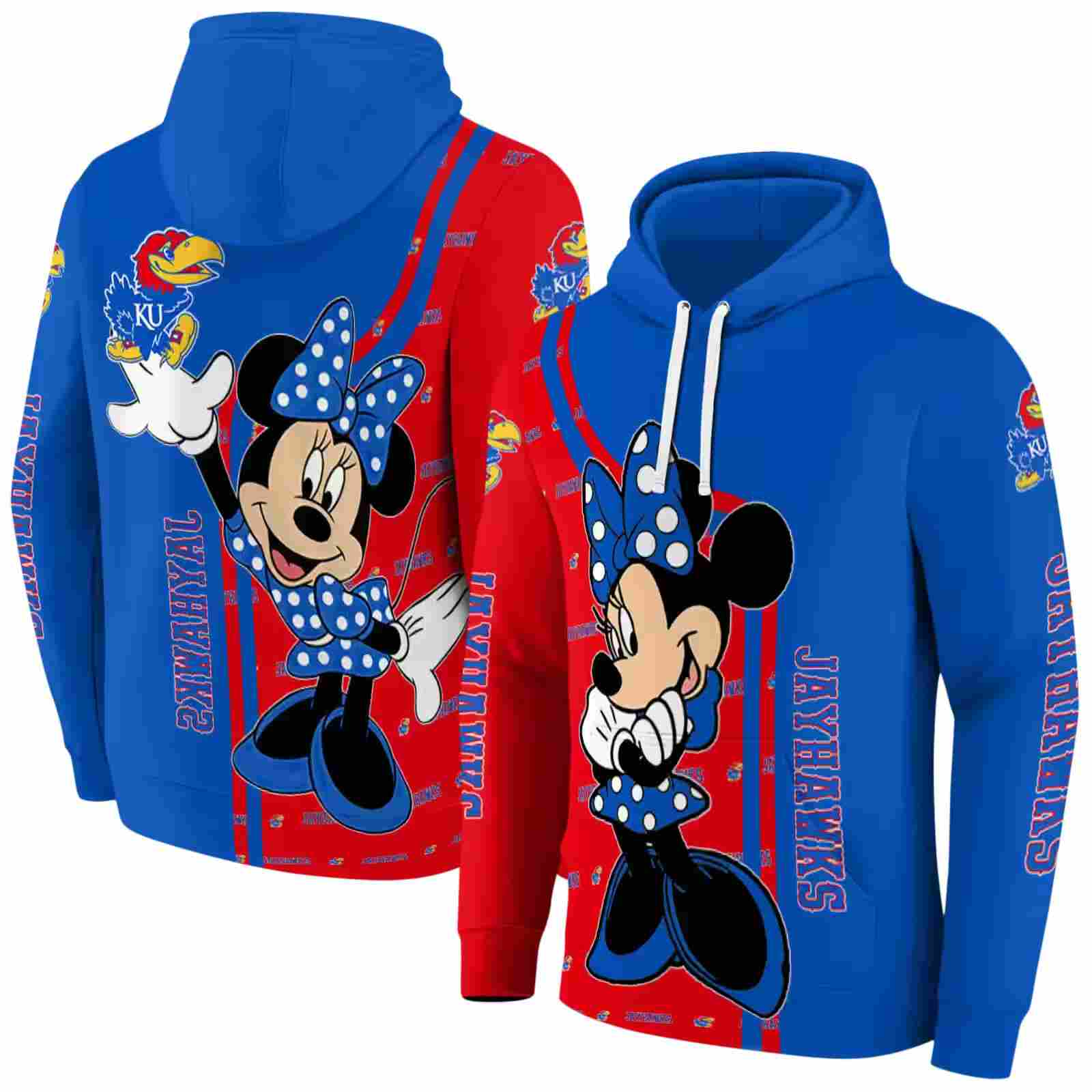 kansas jayhawks minnie mouse blue hoodie fashion forward