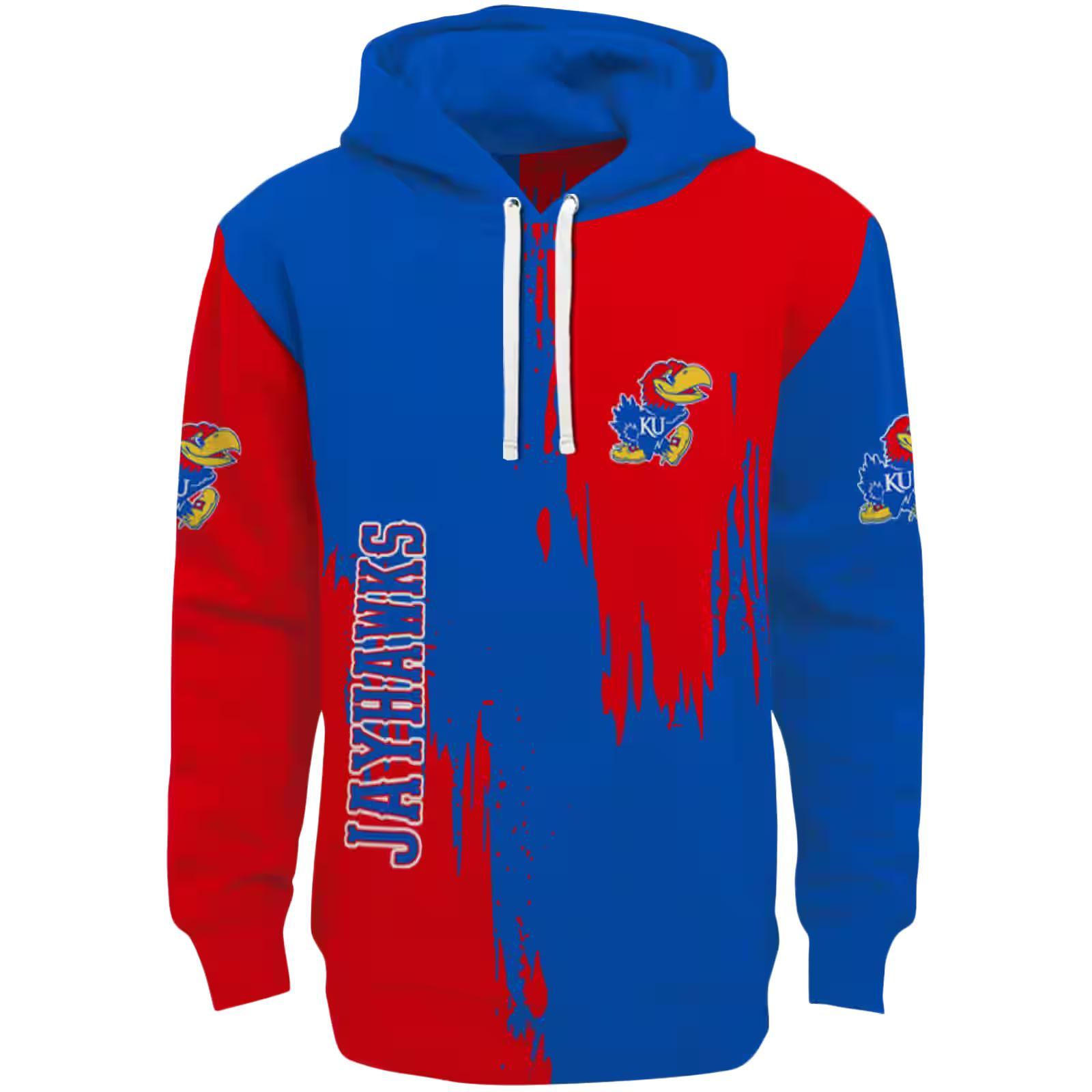 Kansas Jayhawks Splatter Effect Blue Hoodie