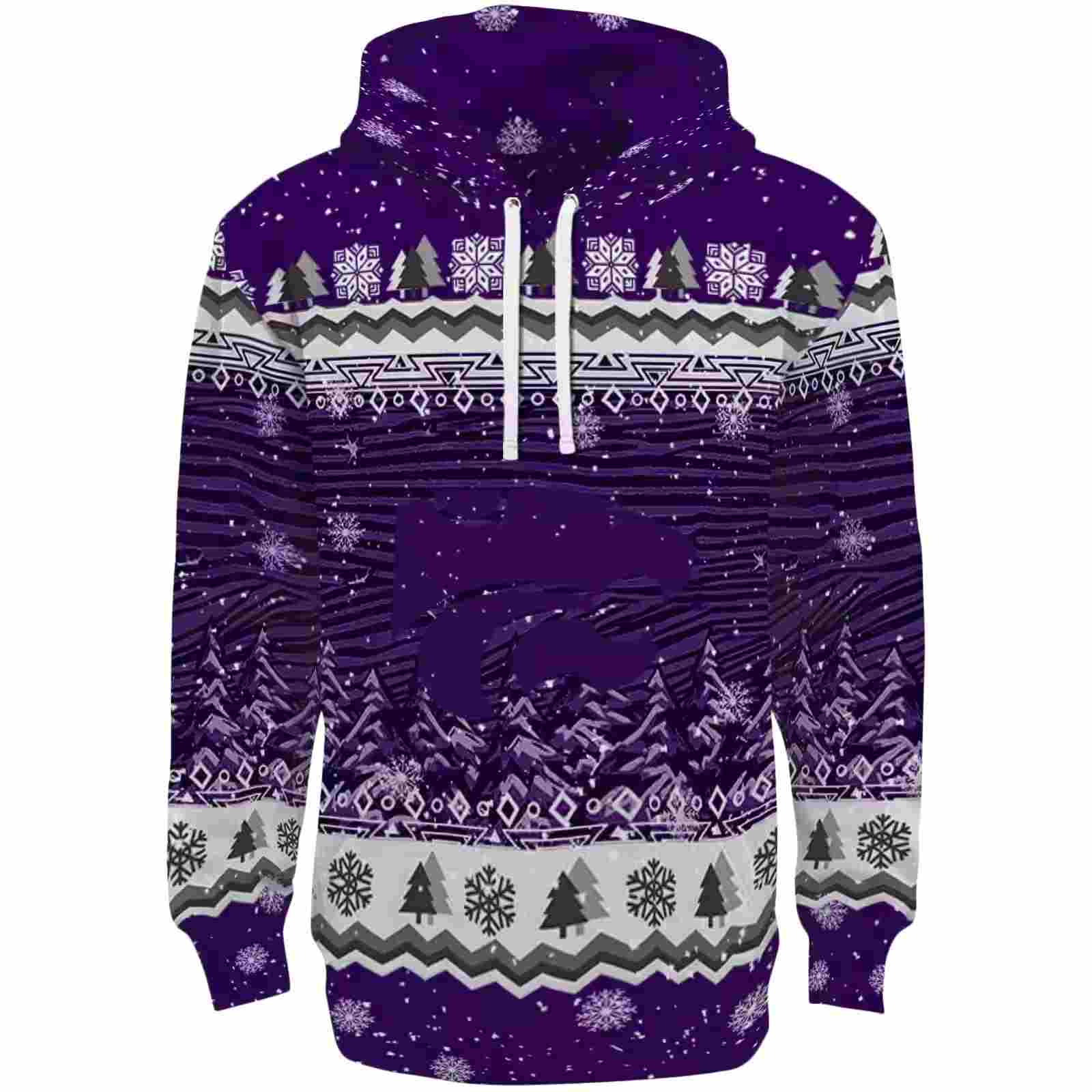 Kansas State Wildcats Christmas Trees Purple Hoodie