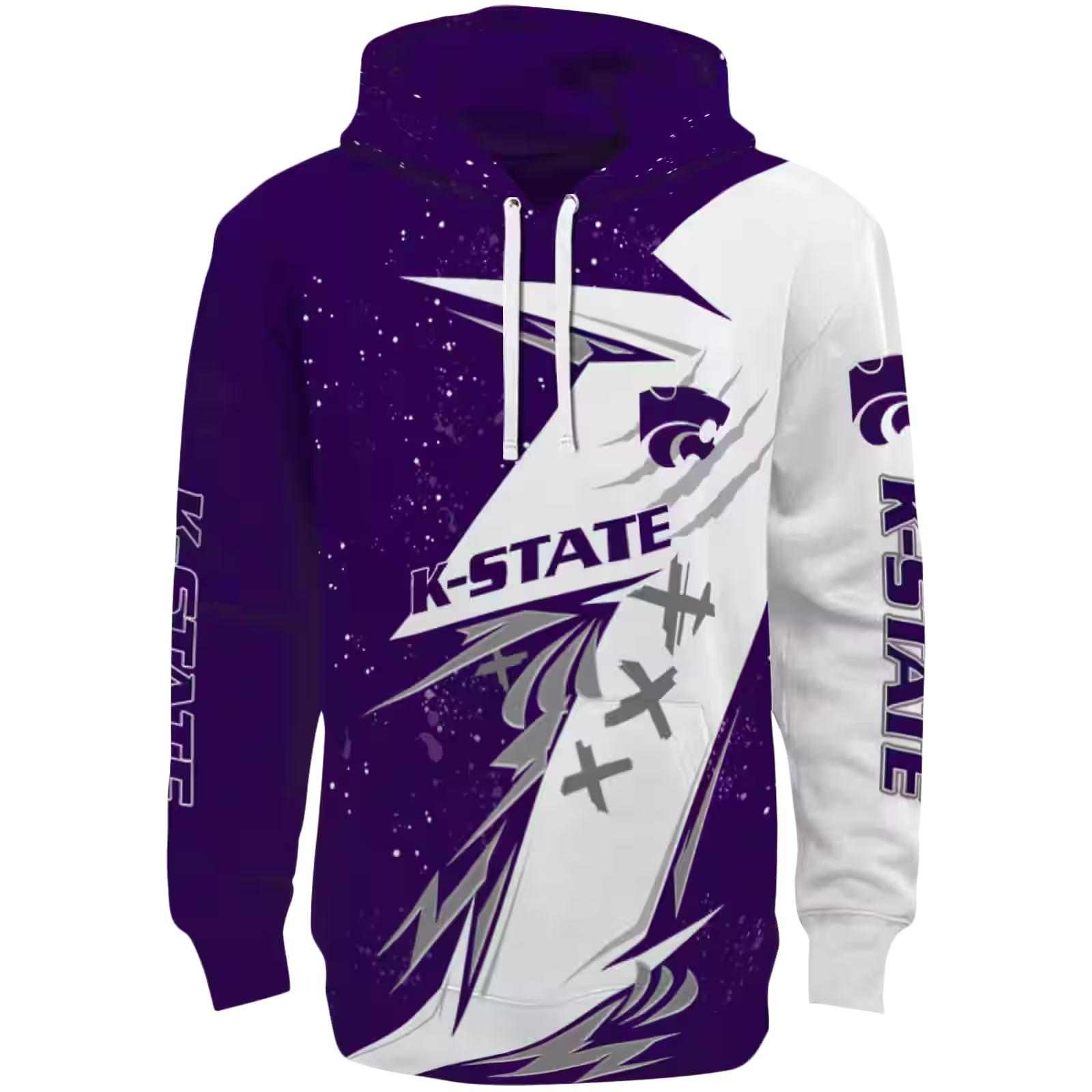 Kansas State Wildcats Dynamic Slash Purple White Hoodie