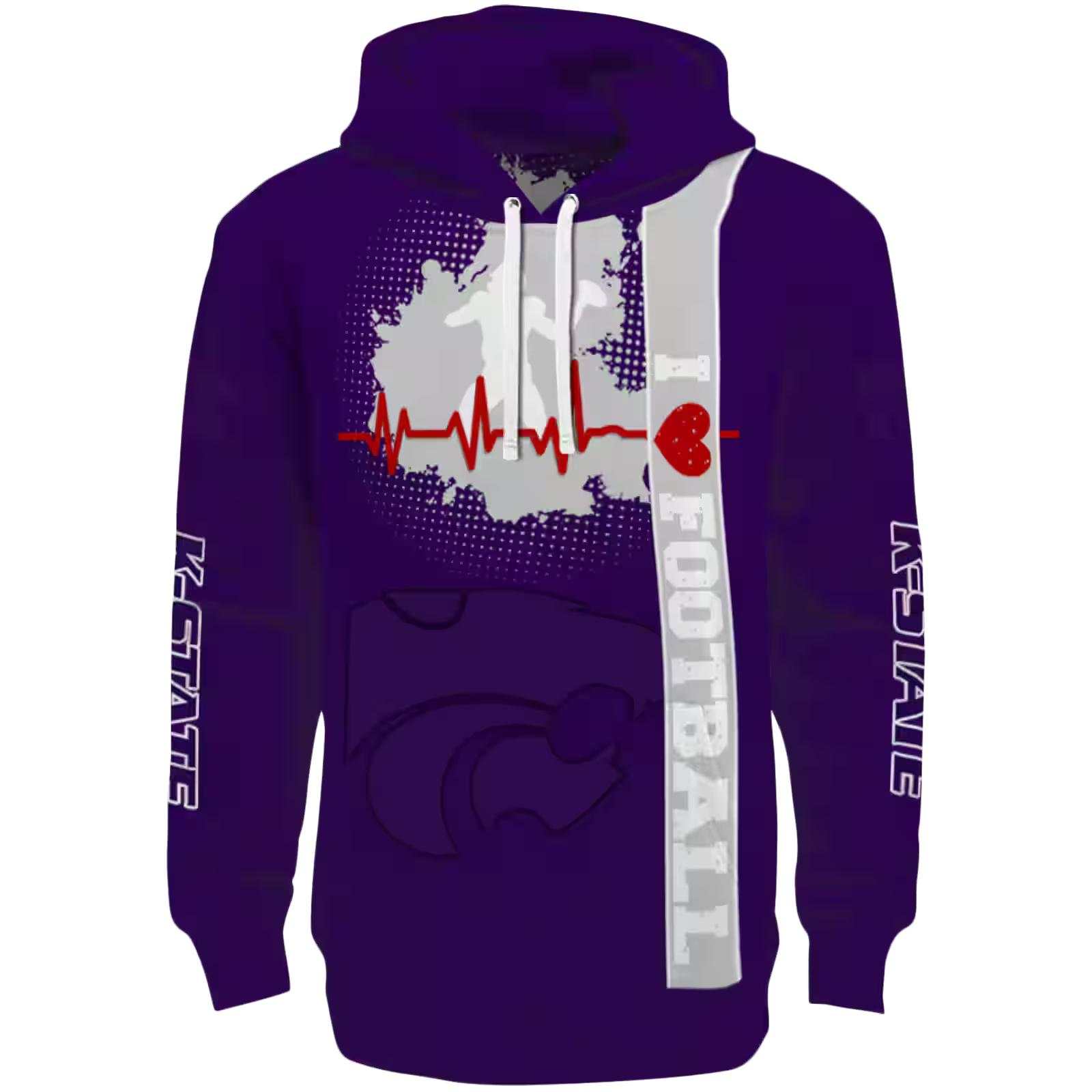 Kansas State Wildcats Football Heartbeat Purple Hoodie