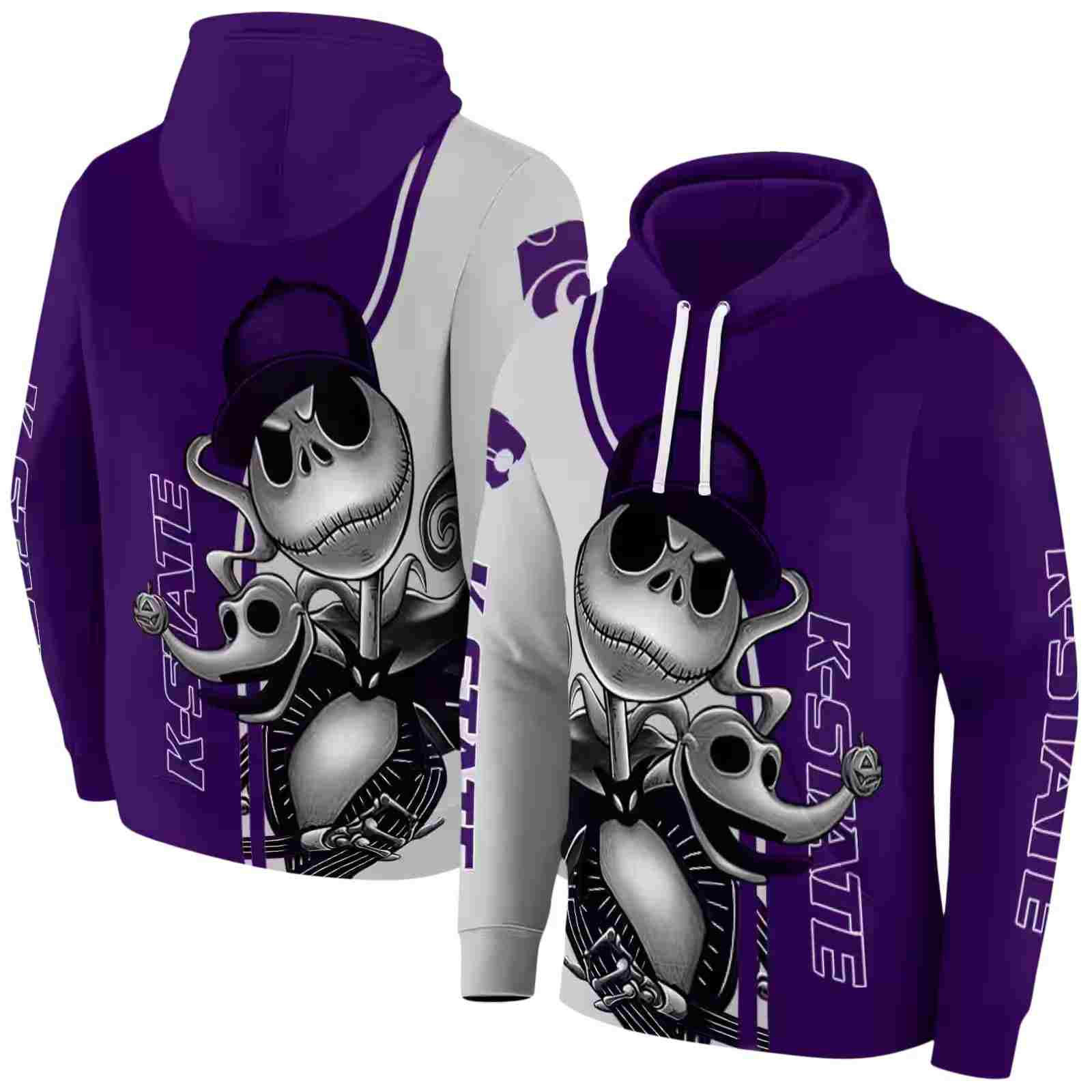 kansas state wildcats jack skellington purple hoodie fashion forward