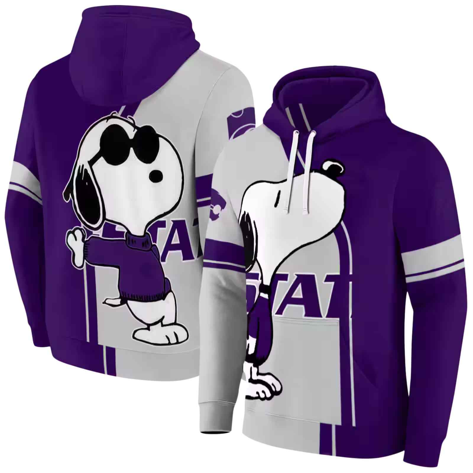 kansas state wildcats playful snoopy purple hoodie fashion forward