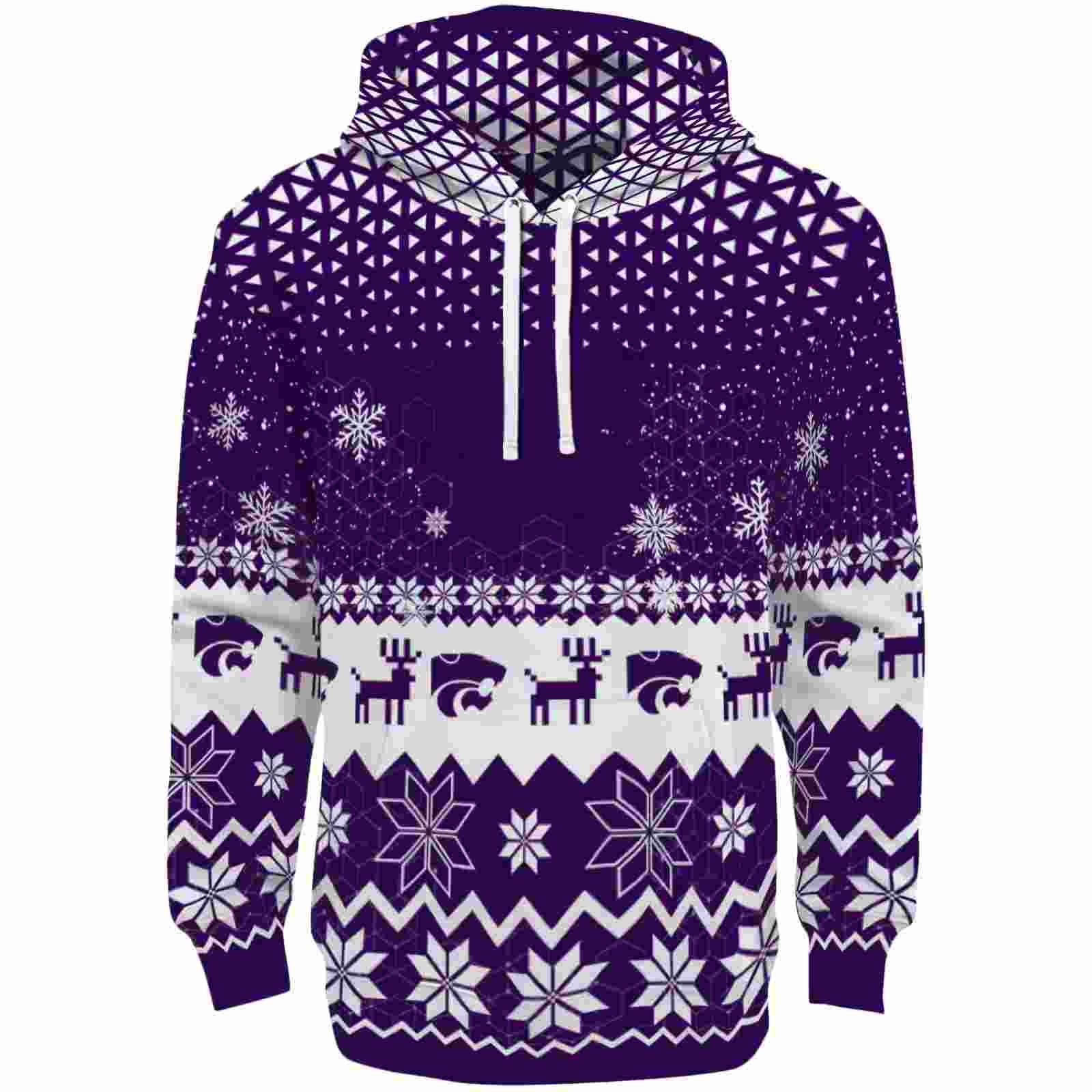 Kansas State Wildcats Reindeer Motif Purple Hoodie