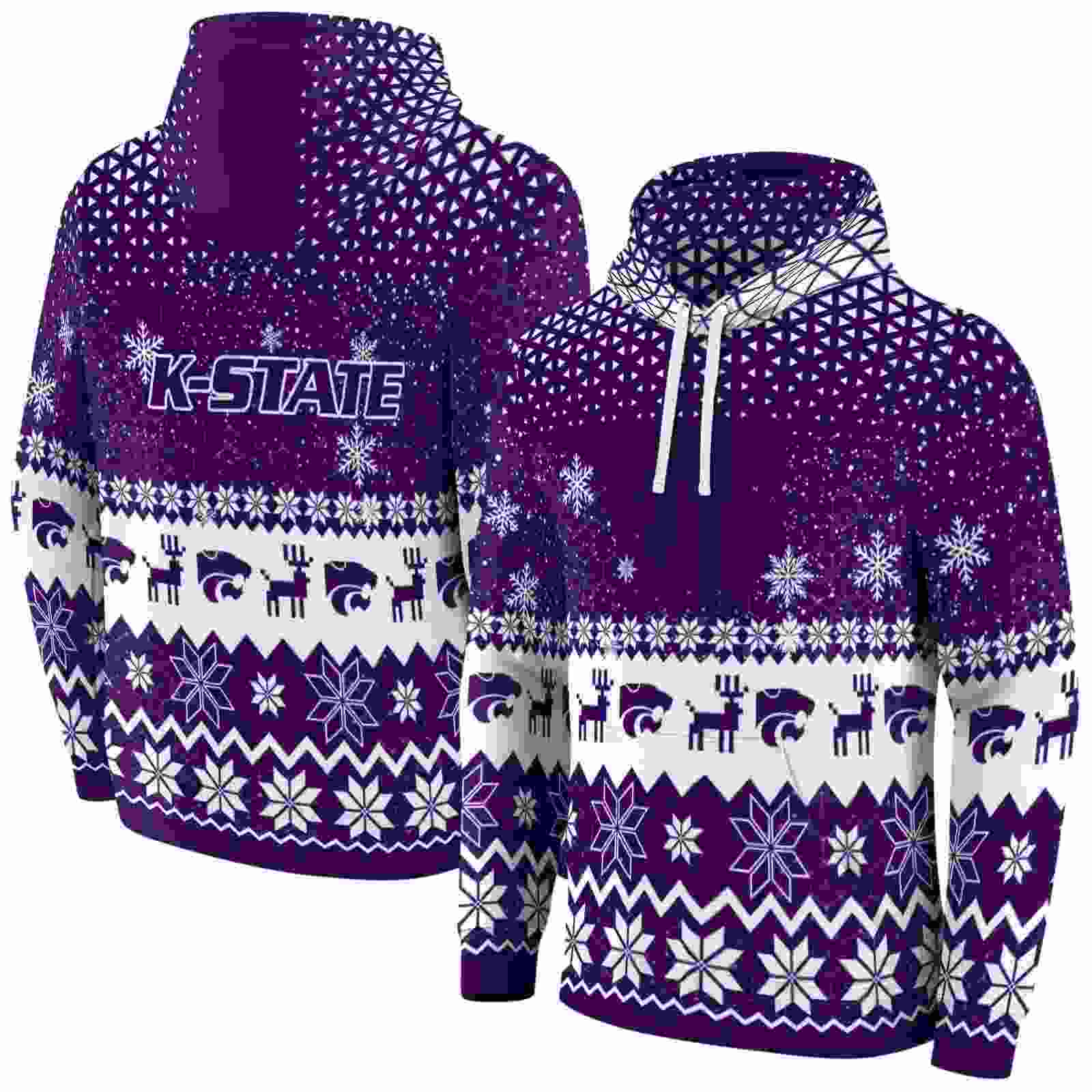 kansas state wildcats reindeer motif purple hoodie fashion forward