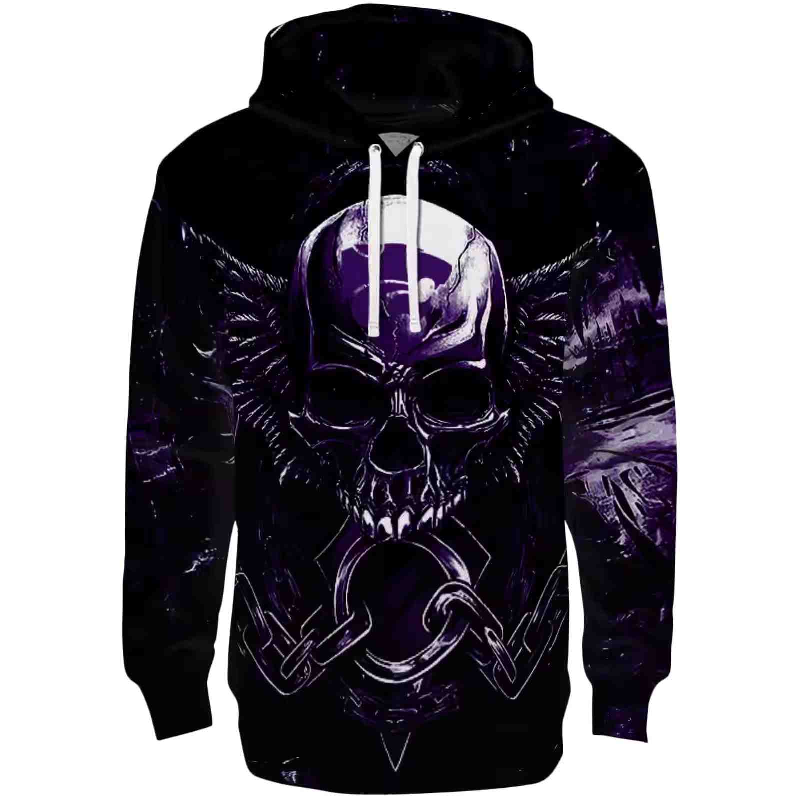 Kansas State Wildcats Skull Artwork Purple Black Hoodie