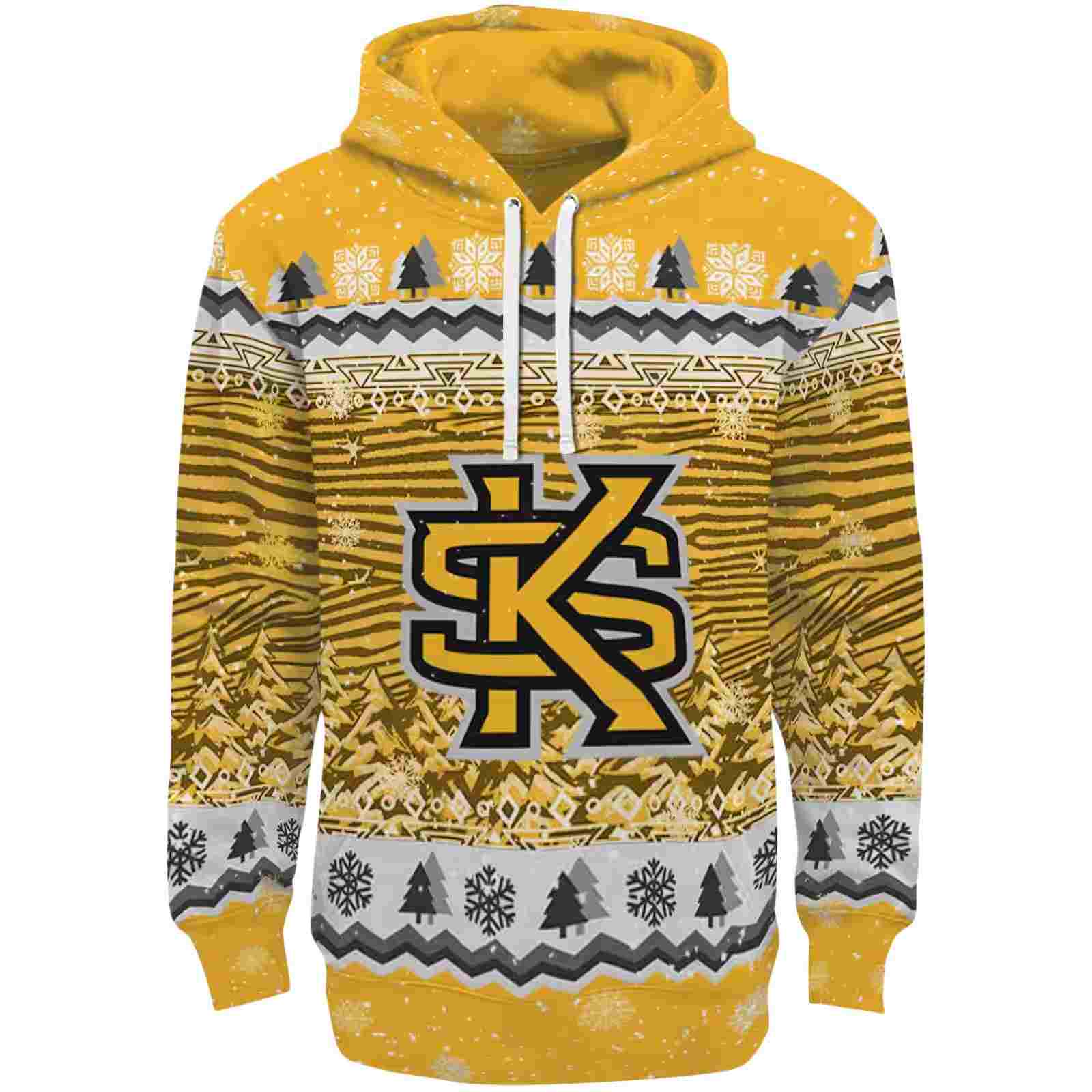 Kennesaw State Owls Christmas Trees Gold Hoodie