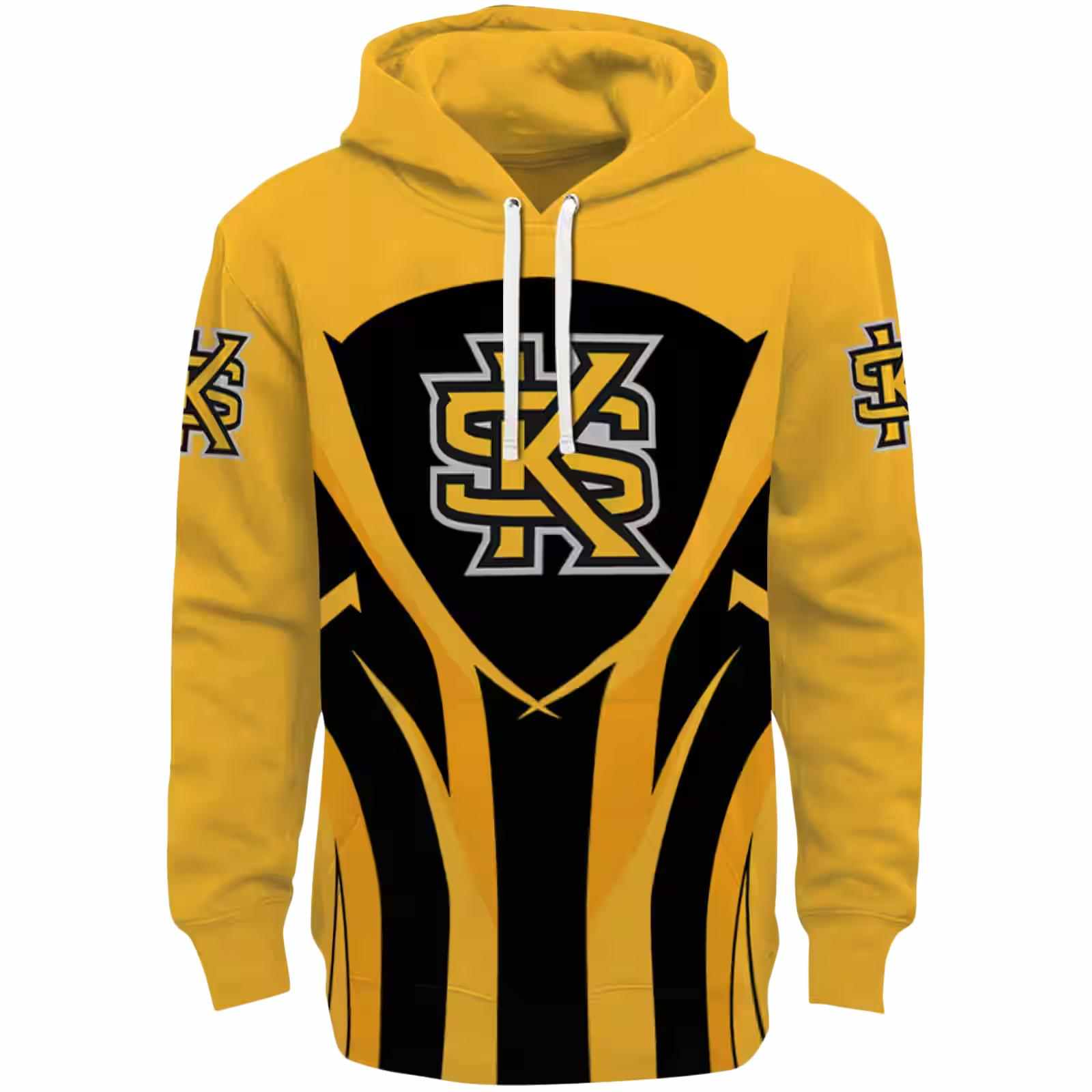 Kennesaw State Owls Concentric Lines Gold Black Hoodie