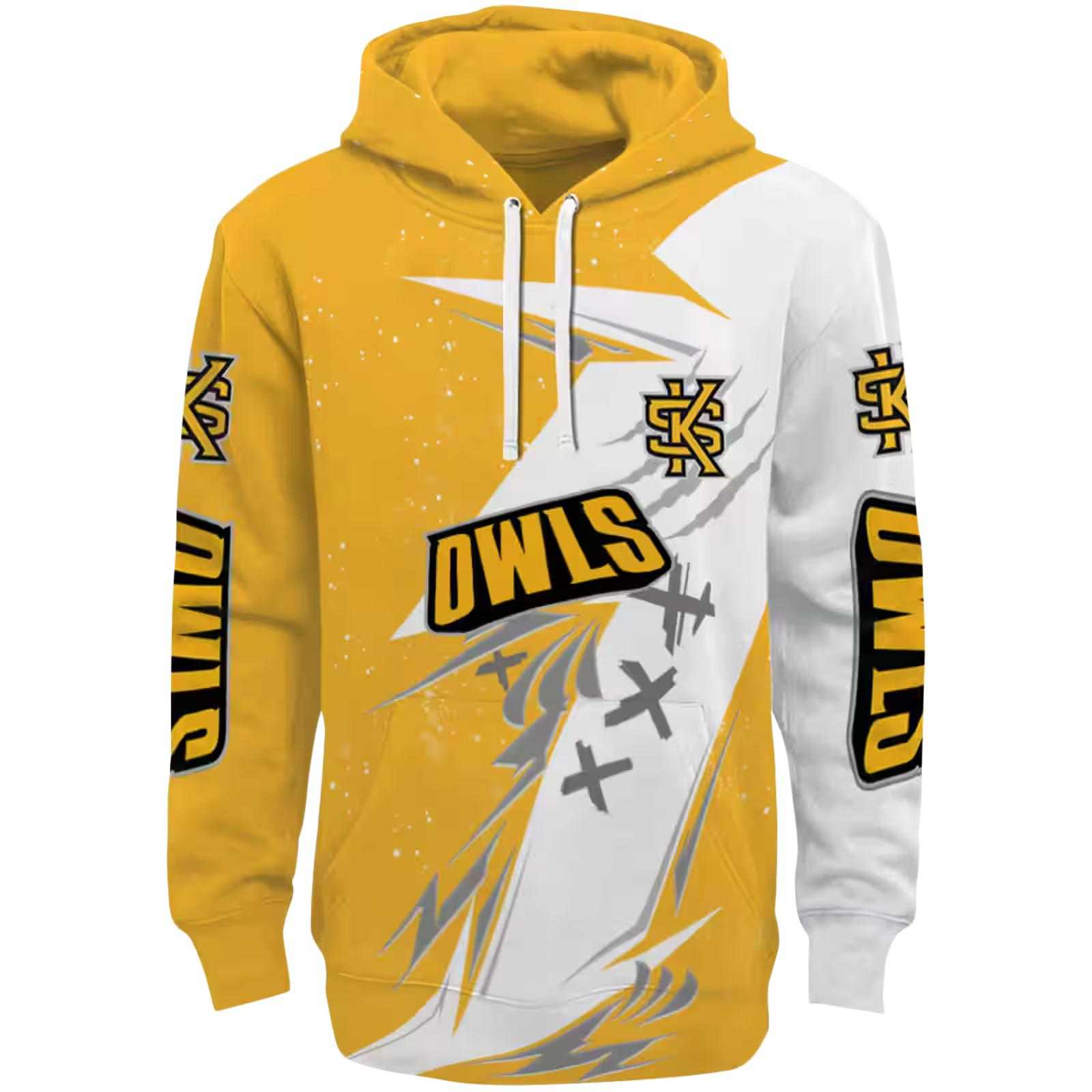 Kennesaw State Owls Dynamic Slash Gold White Hoodie