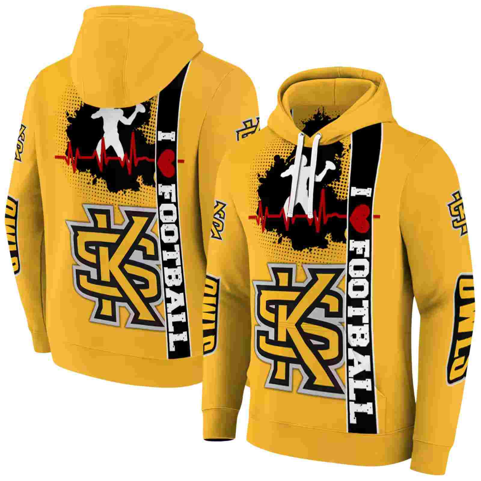 kennesaw state owls football heartbeat gold hoodie fashion forward