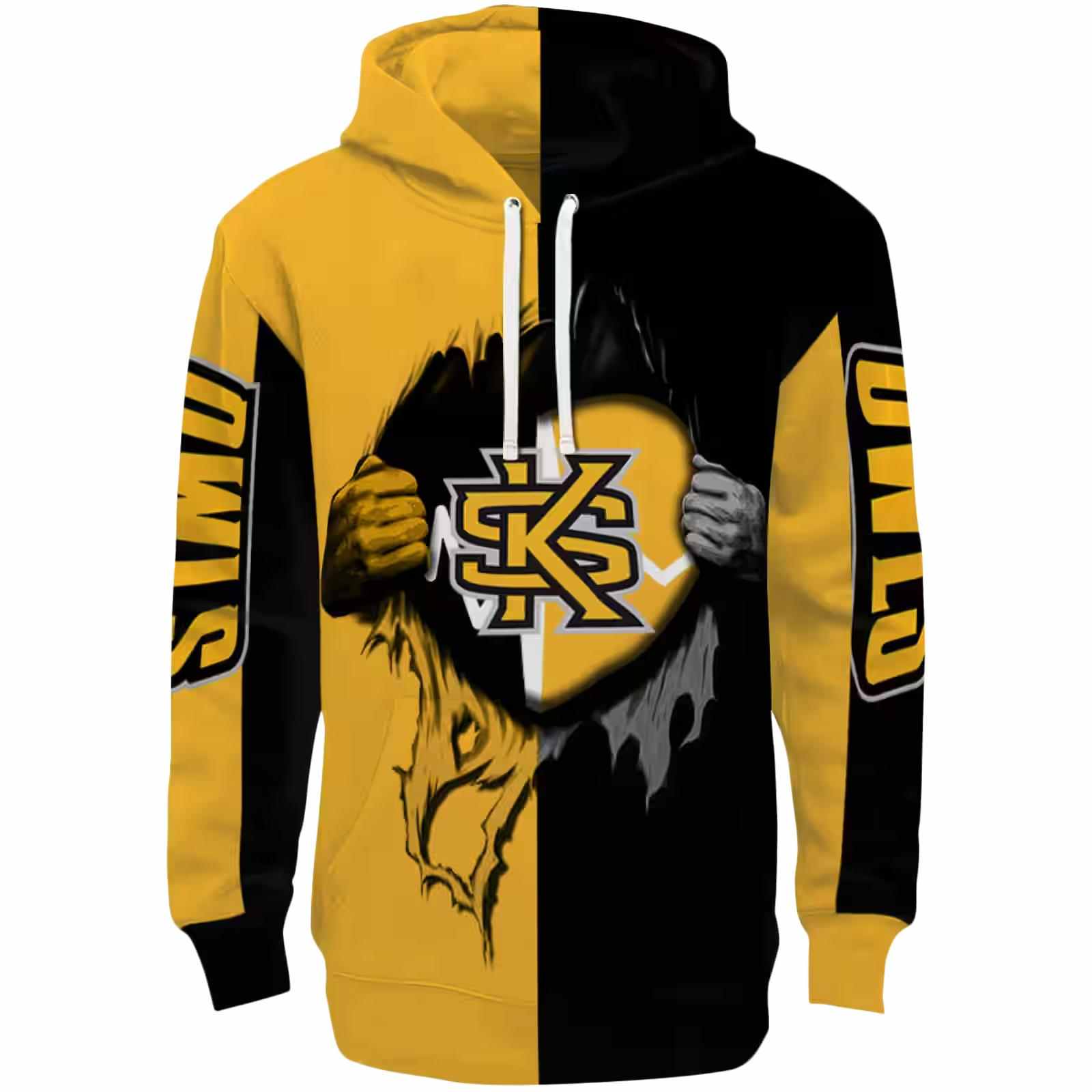 Kennesaw State Owls Heartbeat Graphic Gold Hoodie