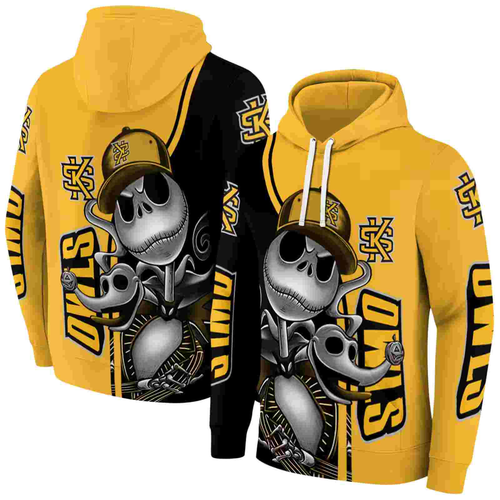 kennesaw state owls jack skellington gold hoodie fashion forward