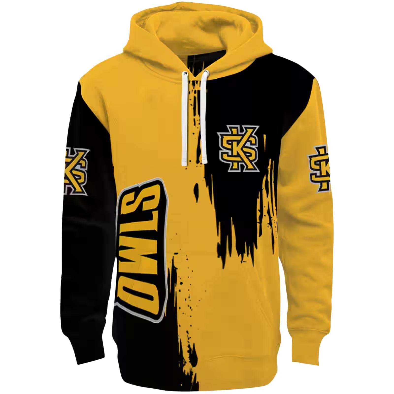 Kennesaw State Owls Splatter Effect Gold Hoodie