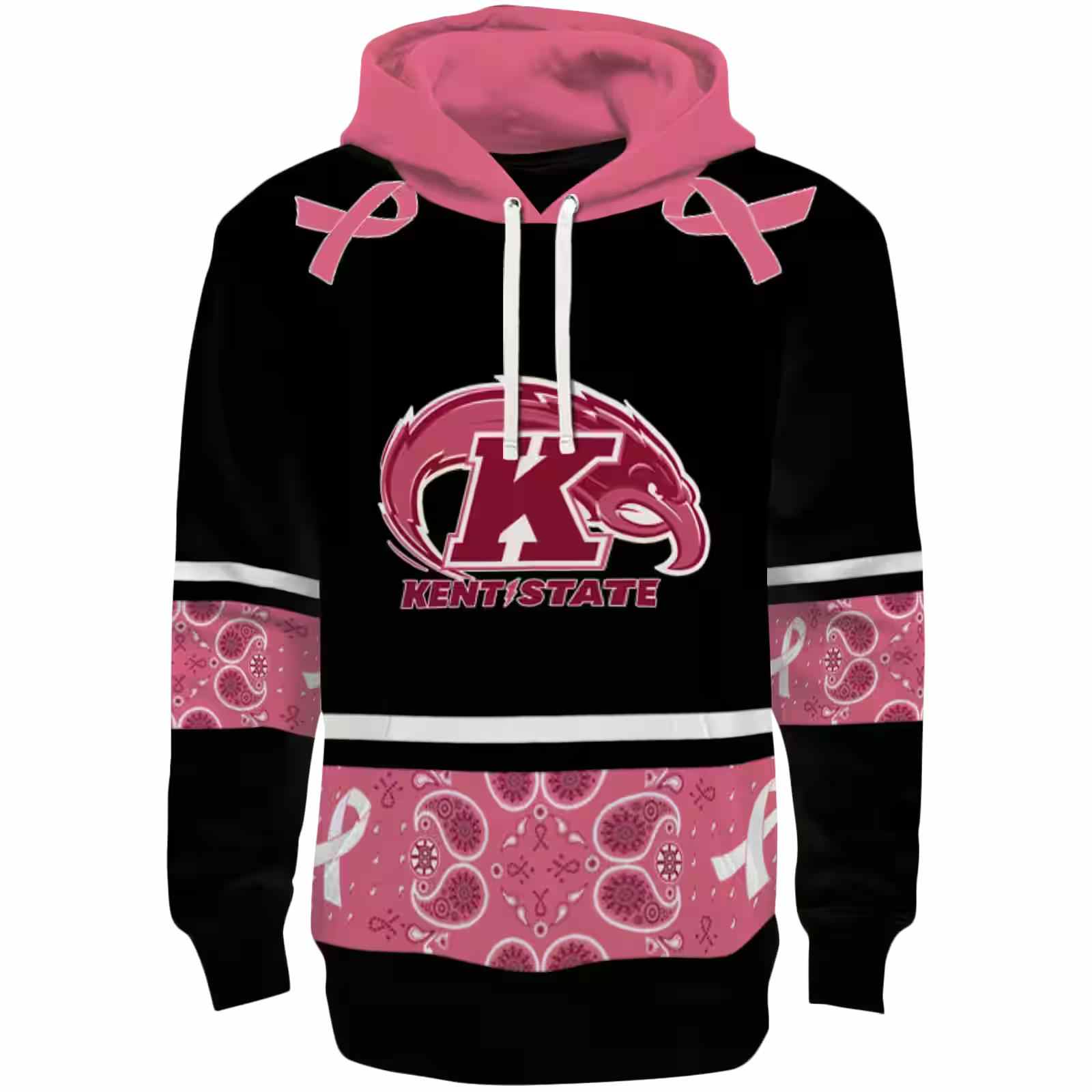 Kent State Golden Flashes Awareness Ribbon Black Pink Hoodie