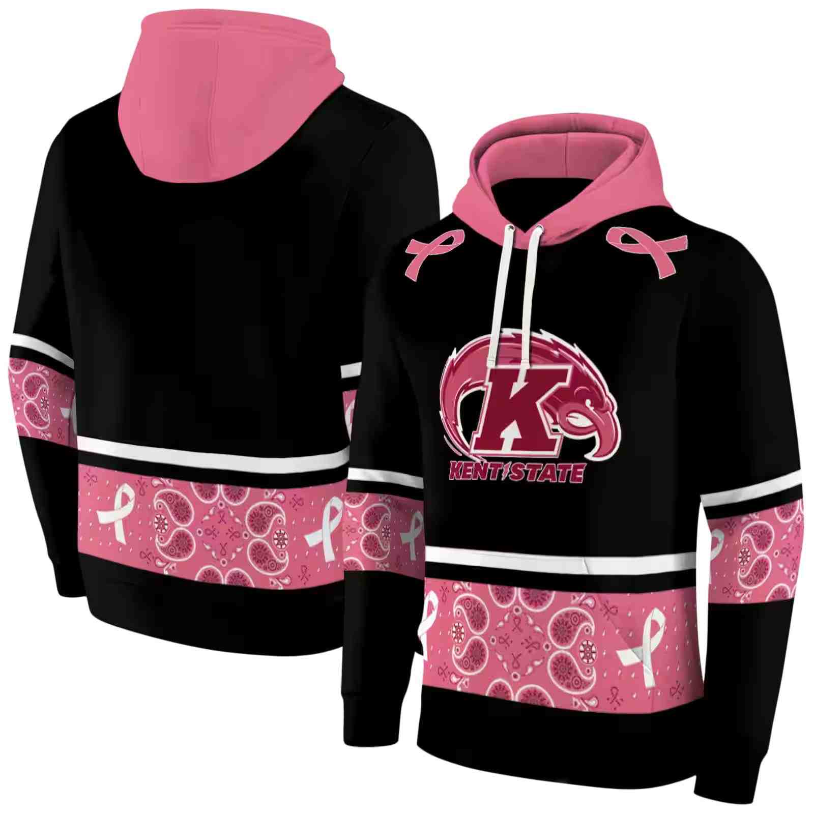 kent state golden flashes awareness ribbon black pink hoodie fashion forward