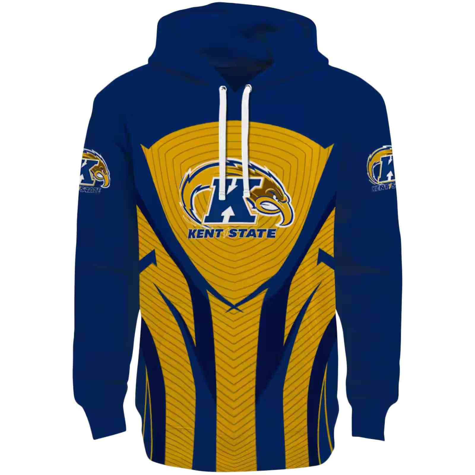 Kent State Golden Flashes Concentric Lines Navy Blue Black Hoodie