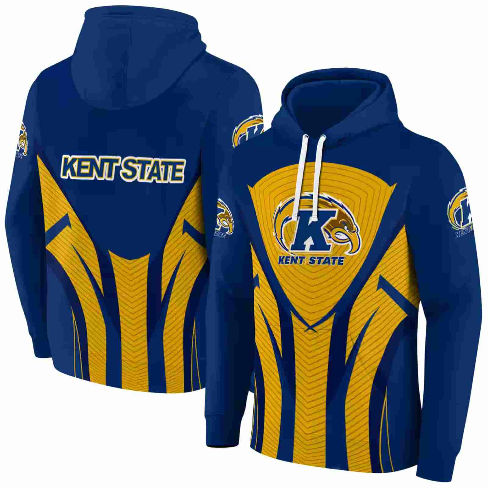 kent state golden flashes concentric lines navy blue black hoodie fashion forward