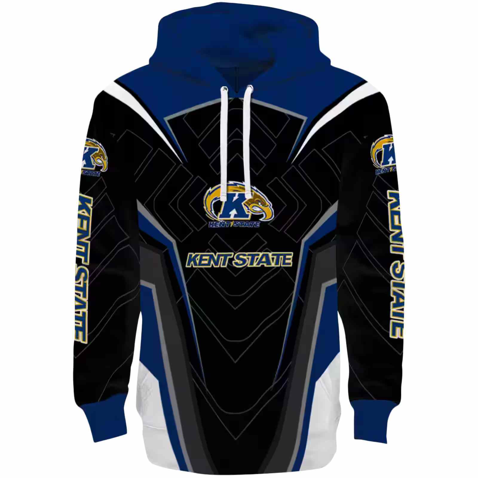 Kent State Golden Flashes Futuristic Pattern Navy Blue Black Hoodie