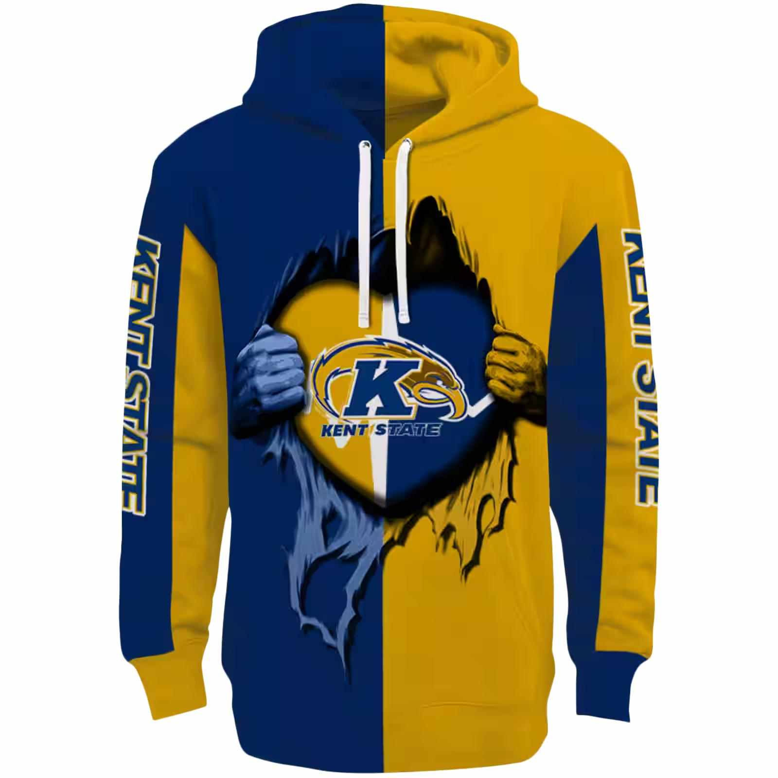 Kent State Golden Flashes Heartbeat Graphic Navy Blue Hoodie