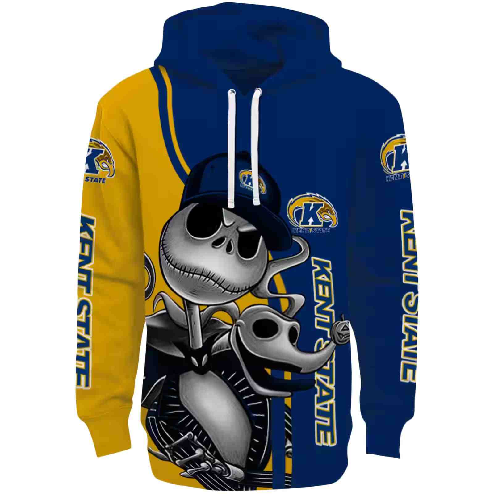 Kent State Golden Flashes Jack Skellington Navy Blue Hoodie