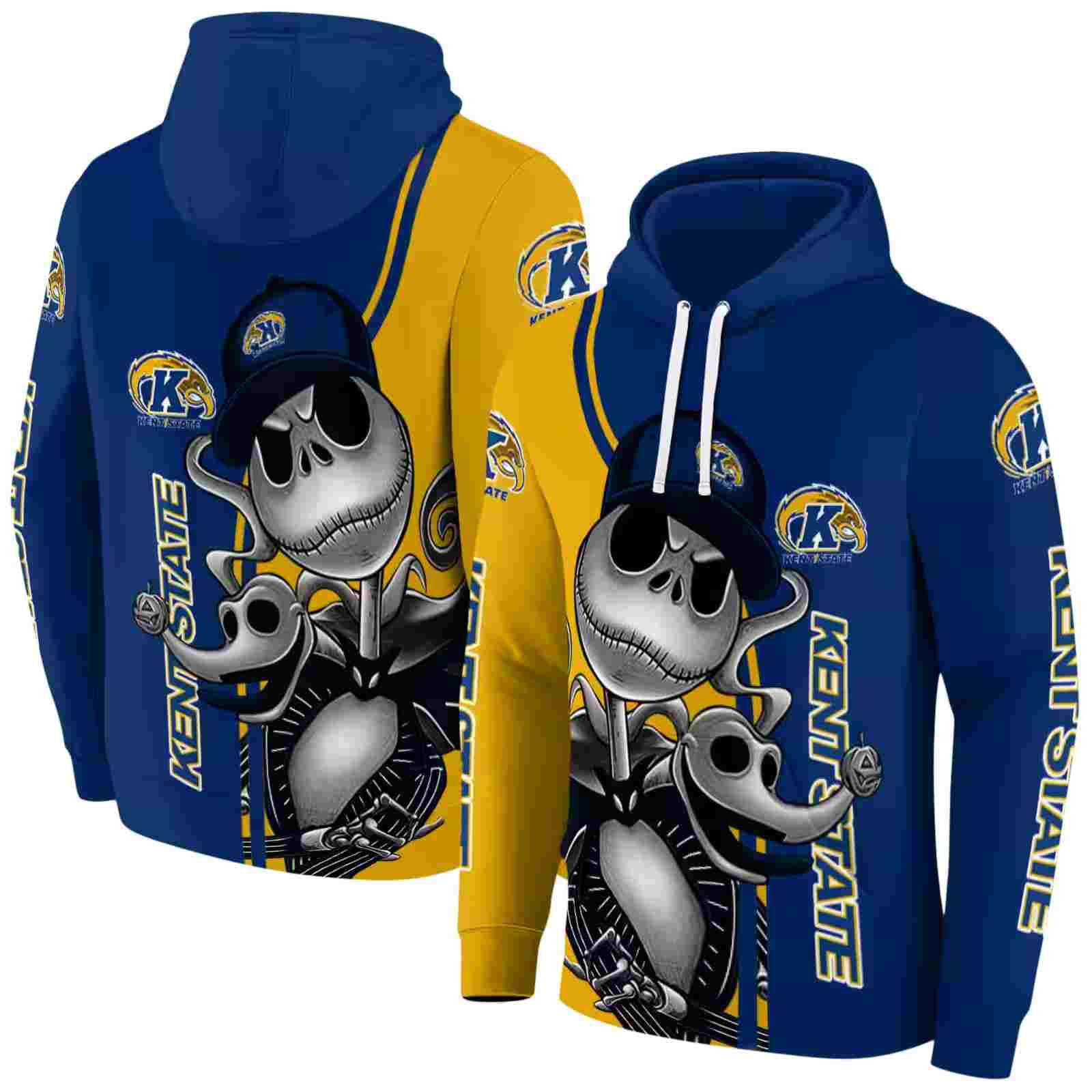 kent state golden flashes jack skellington navy blue hoodie fashion forward