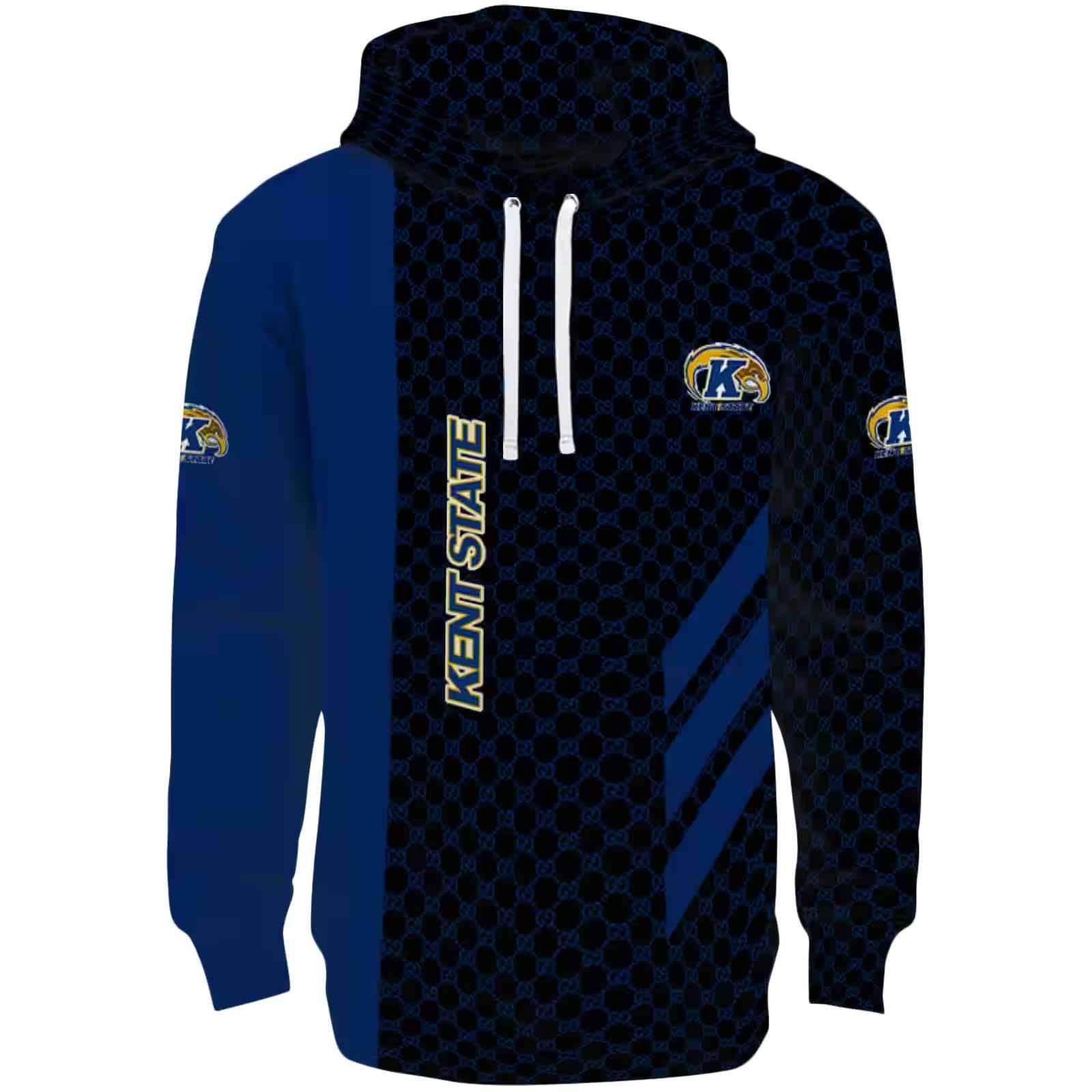 Kent State Golden Flashes Monogram Pattern Navy Blue Hoodie