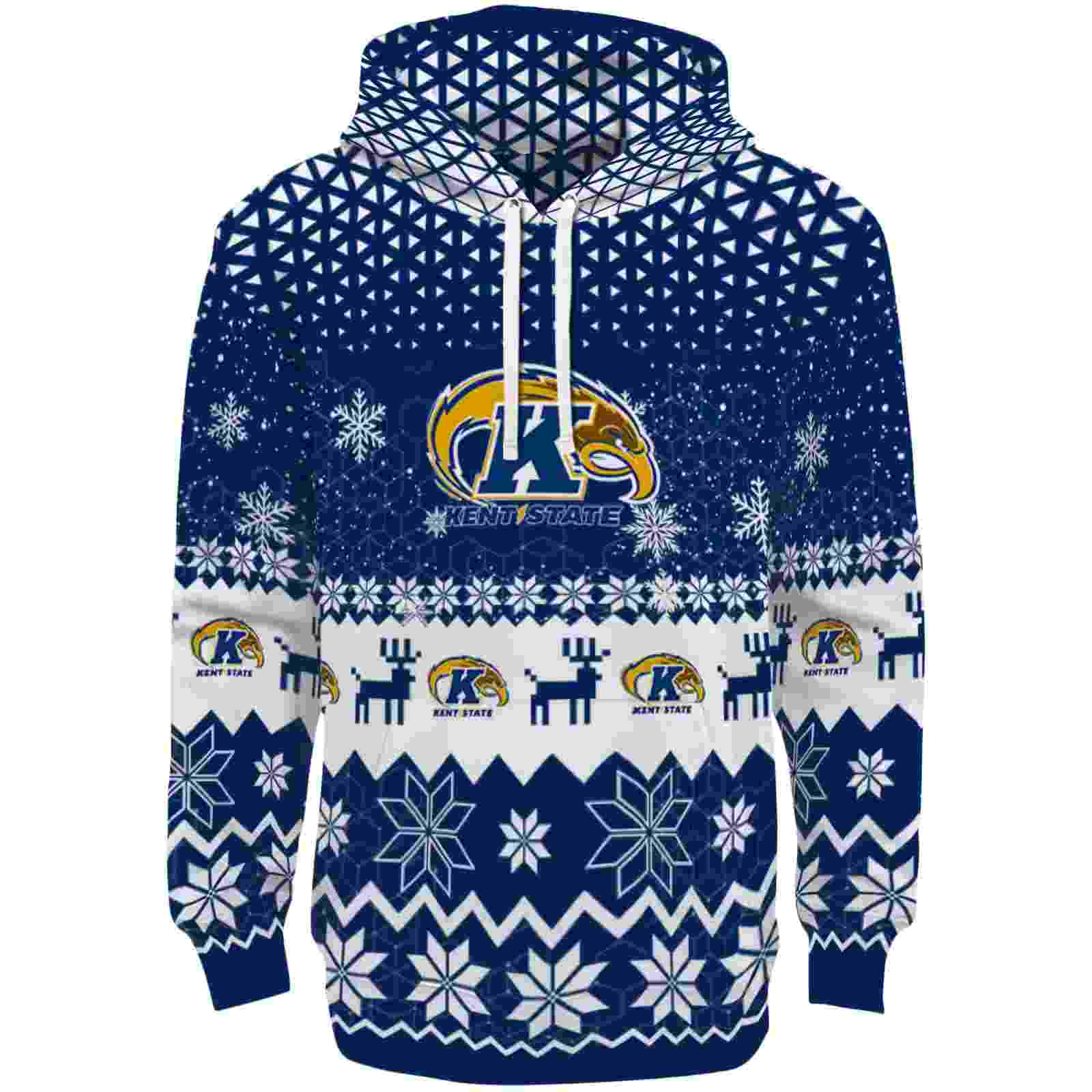 Kent State Golden Flashes Reindeer Motif Navy Blue Hoodie