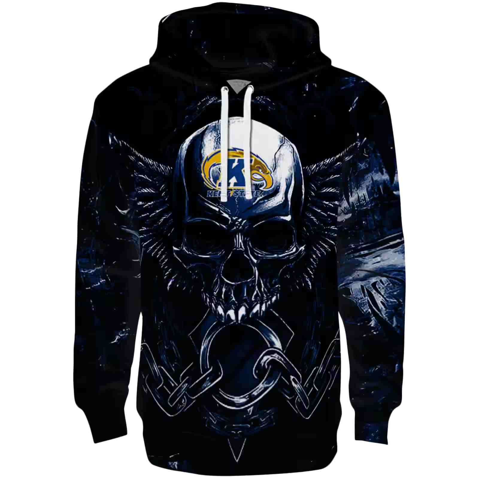 Kent State Golden Flashes Skull Artwork Navy Blue Black Hoodie