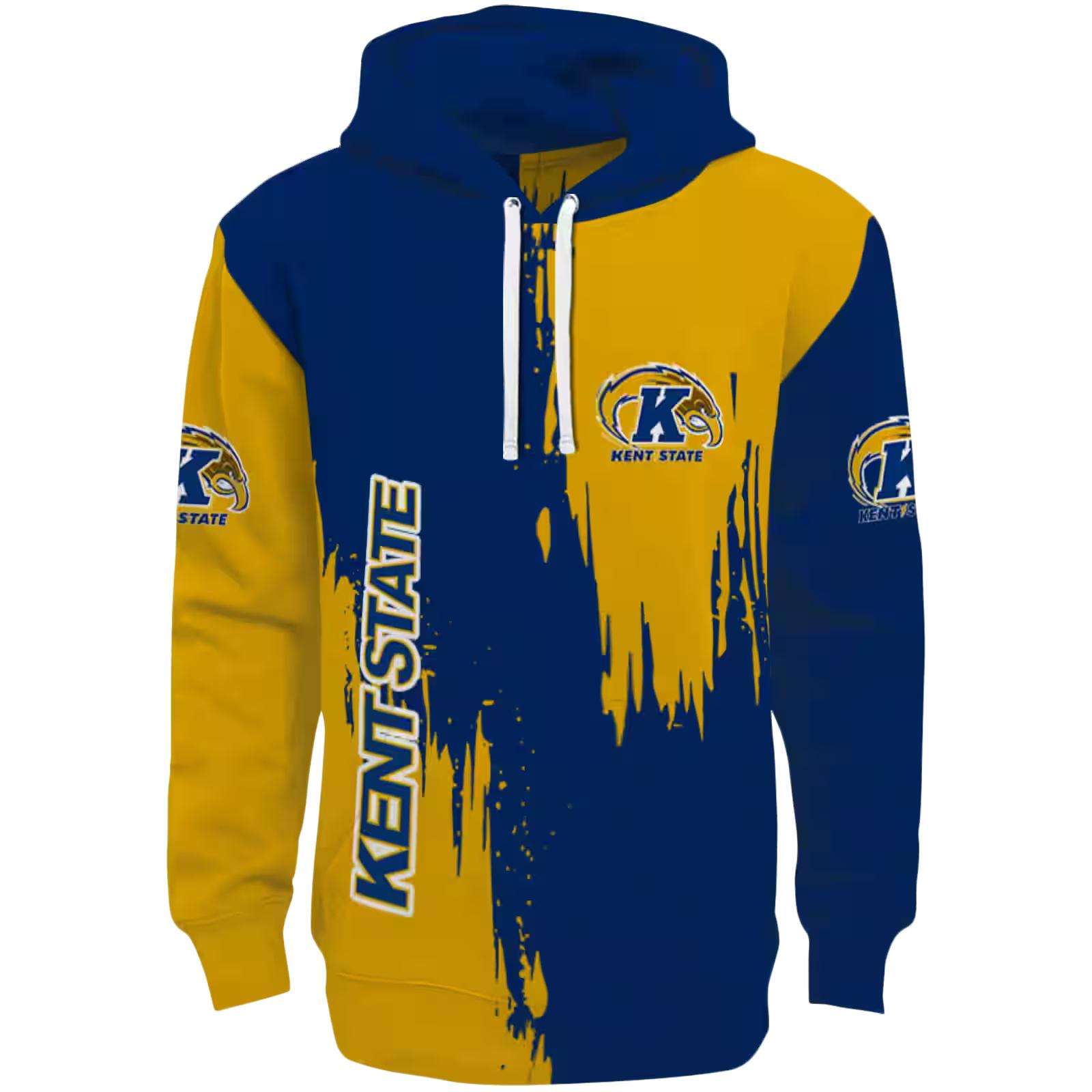 Kent State Golden Flashes Splatter Effect Navy Blue Hoodie