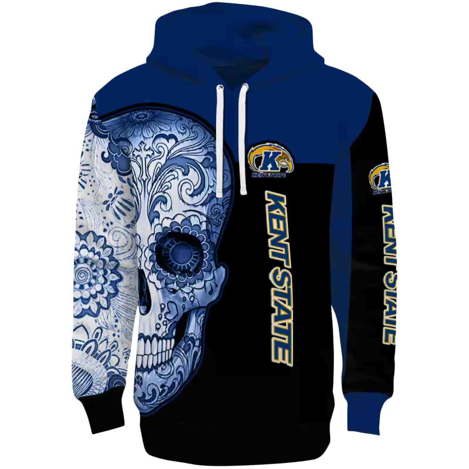 Kent State Golden Flashes Sugar Skull Navy Blue Black Hoodie