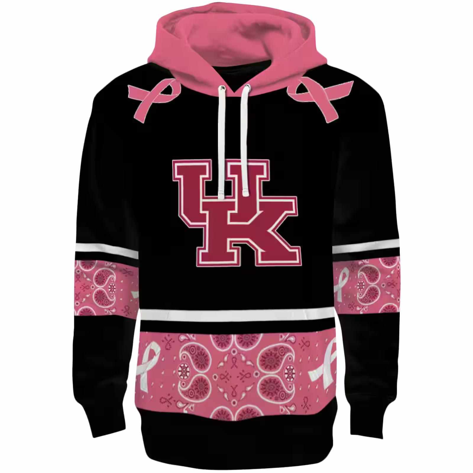 Kentucky Wildcats Awareness Ribbon Black Pink Hoodie